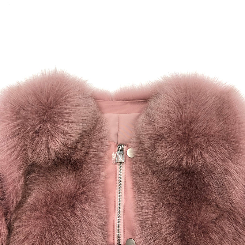 Winter Fox Fur Coat High-Quality Button Decorated Women's Coat - Janefur