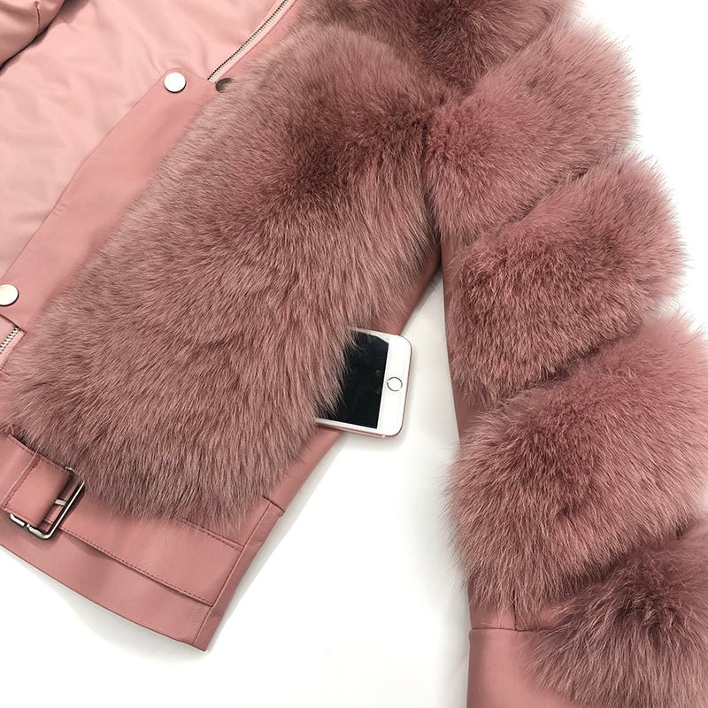 Winter Fox Fur Coat High-Quality Button Decorated Women's Coat - Janefur