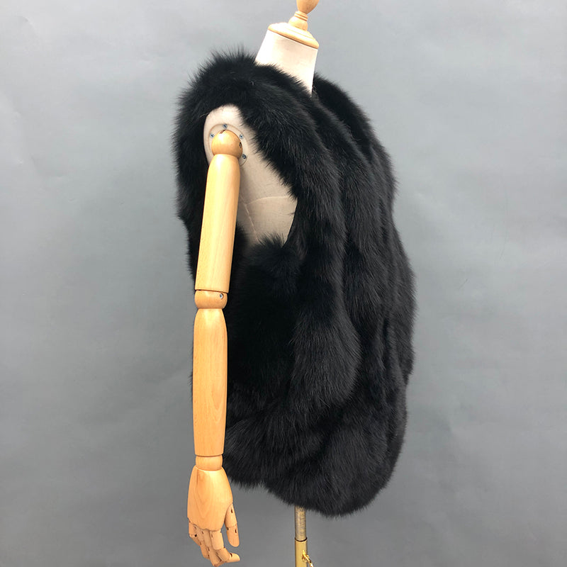 Fashionable Women's Winter Casual Style Fox Fur Vest - Janefur
