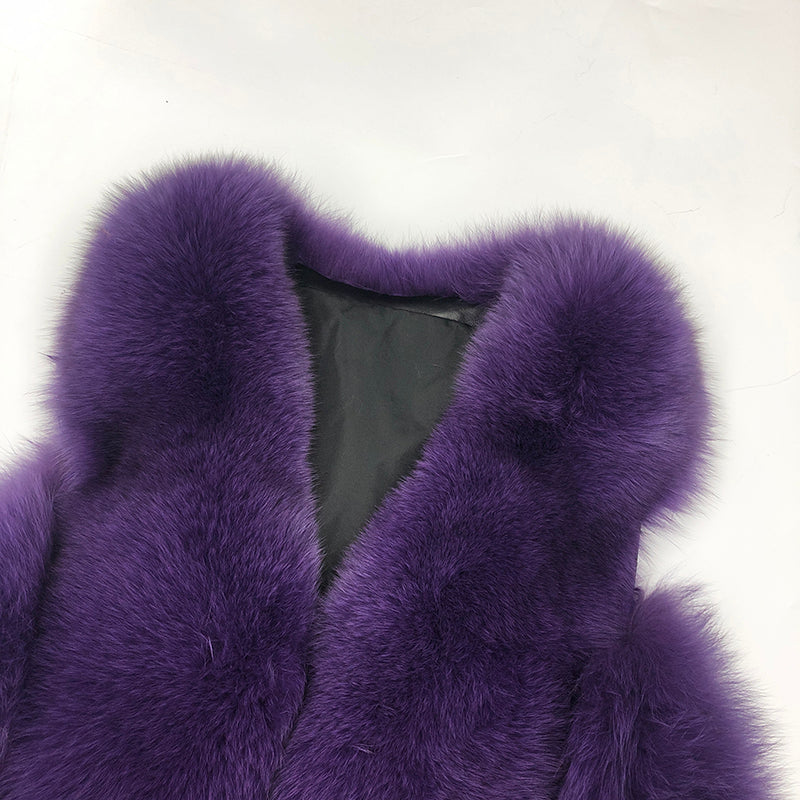 Fall And Winter Women Fox Fur Vest Belt Style Trend Vest - Janefur