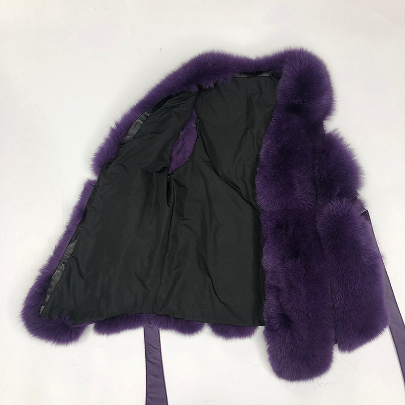 Fall And Winter Women Fox Fur Vest Belt Style Trend Vest - Janefur
