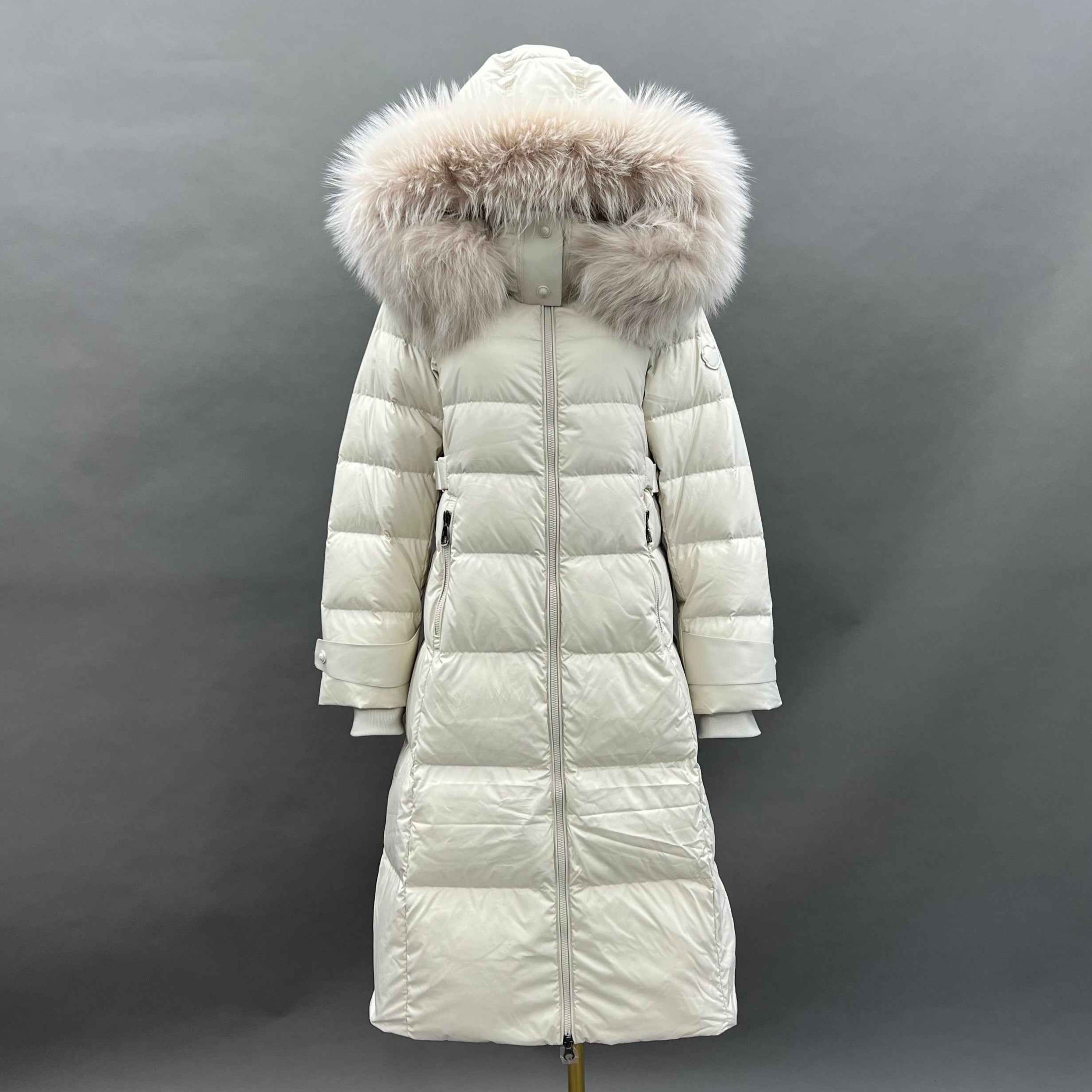 Women's Long Down Parka with Fox Fur - Trimmed Hood