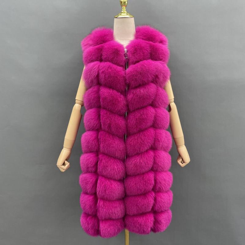 High Quality Warm Sleeveless Long Women's Real Fox Fur Luxury Vest - Janefur