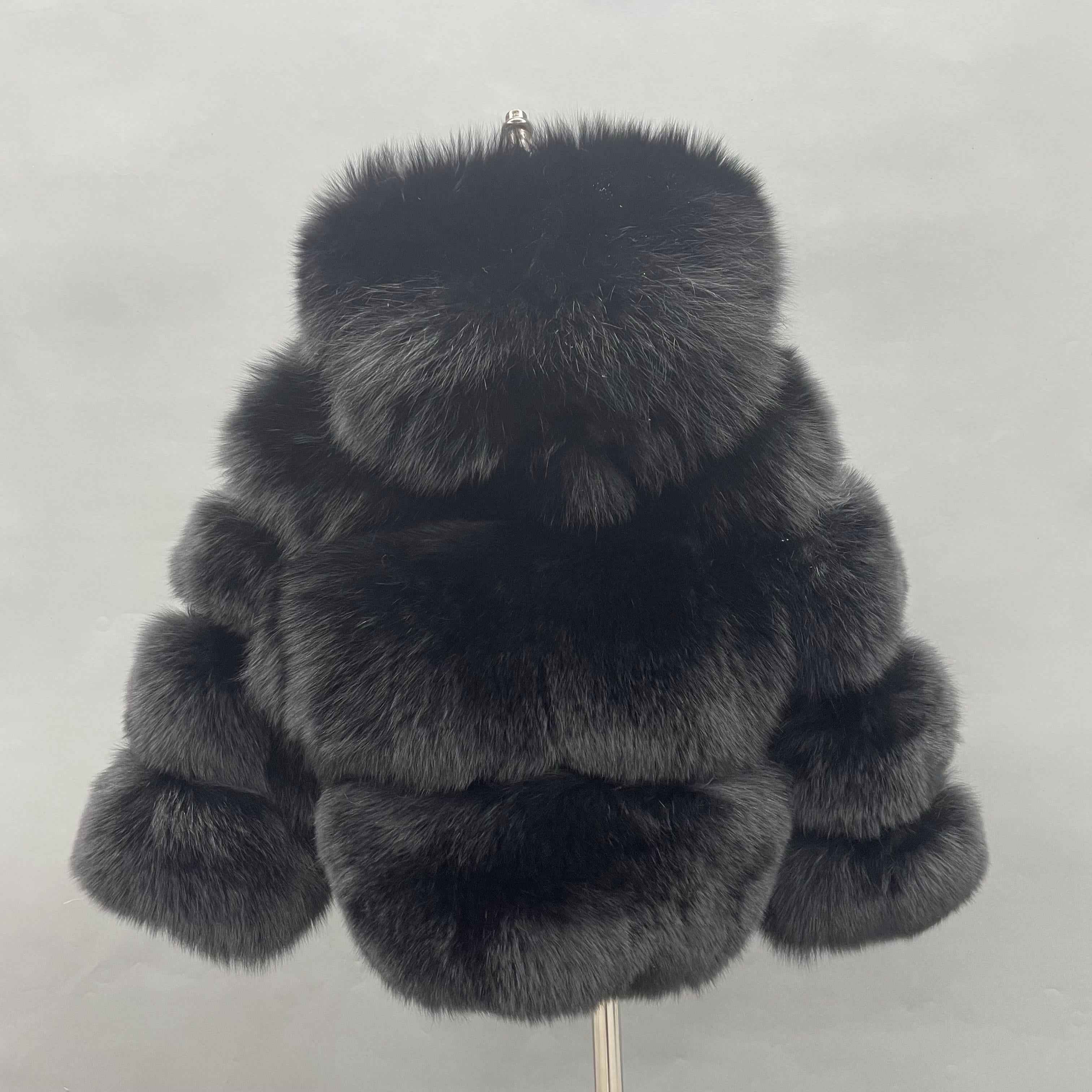 Children's fox fur coat kid's hooded winter coat