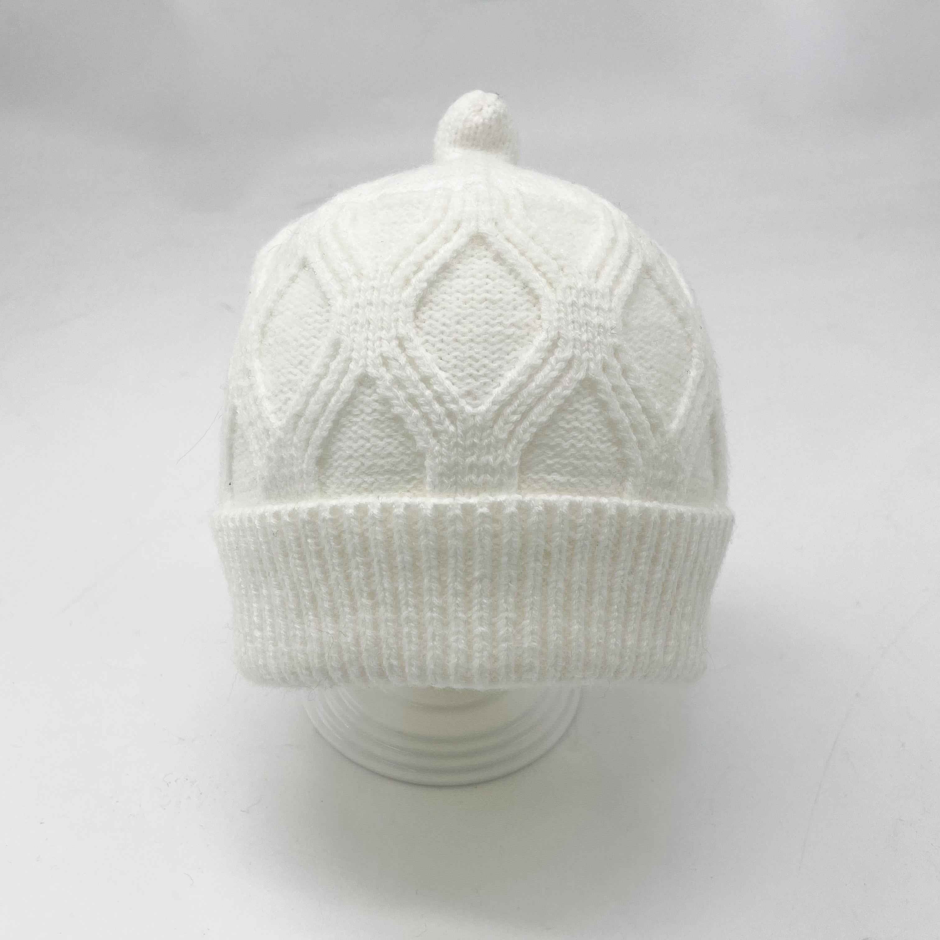 Baby Cable Knit Beanie Hat with Pointed Top – Soft Warm Winter Hat for Infants, Cute & Cozy Baby Cap 6#Pure White Baby a18 b34-62