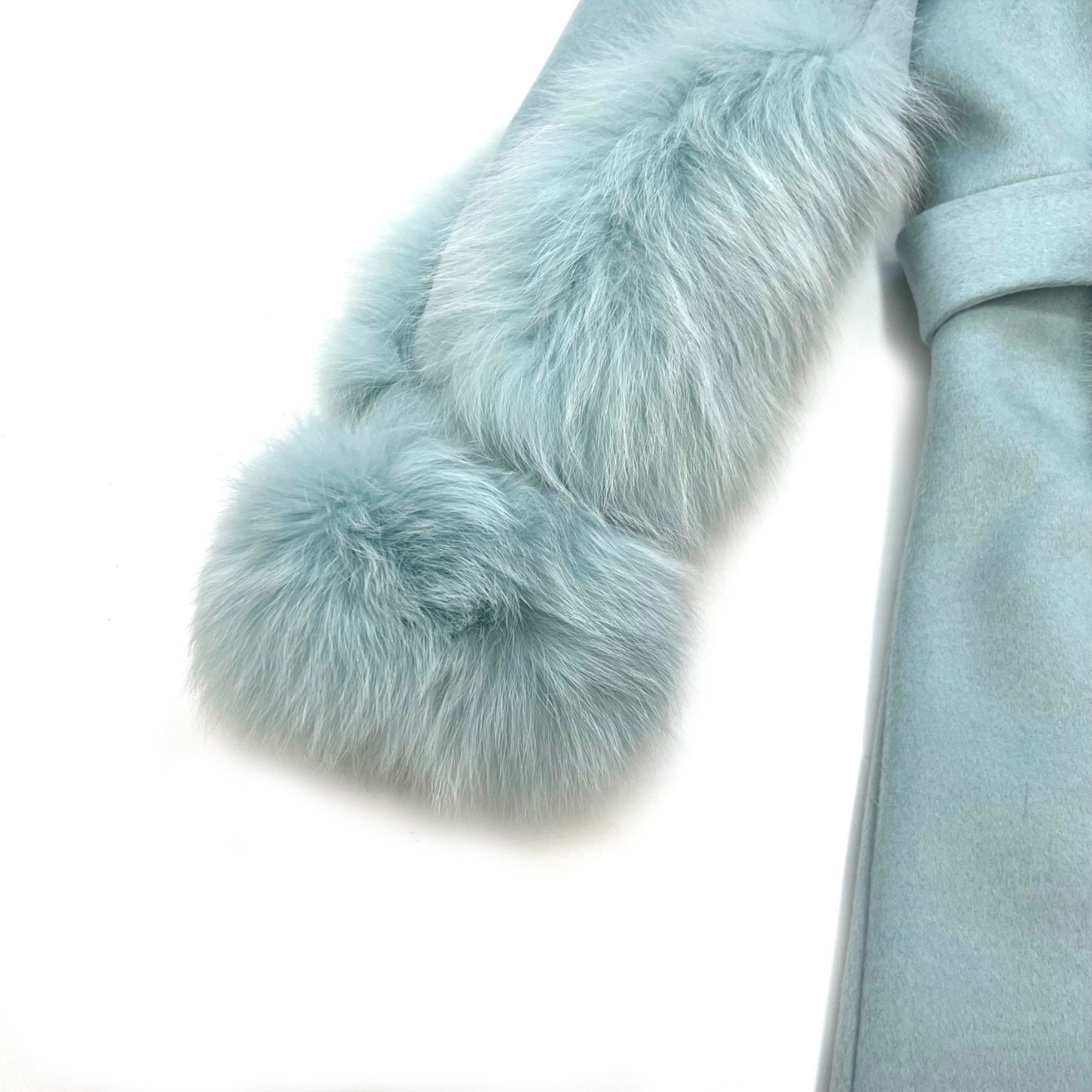 Trendy New Cashmere Spliced Fox Fur Long Down Jacket - Janefur