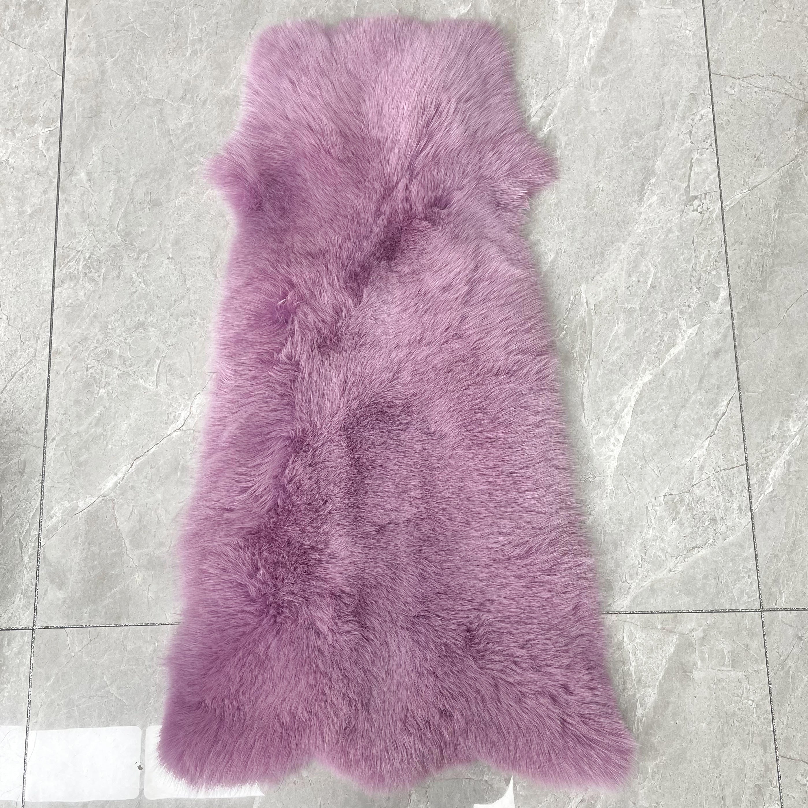 Luxury Blue Fox Fur Coat with Hood – Long Chevron Stitched 10-Panel Women’s Winter Fur Jacket 18# Taro purple