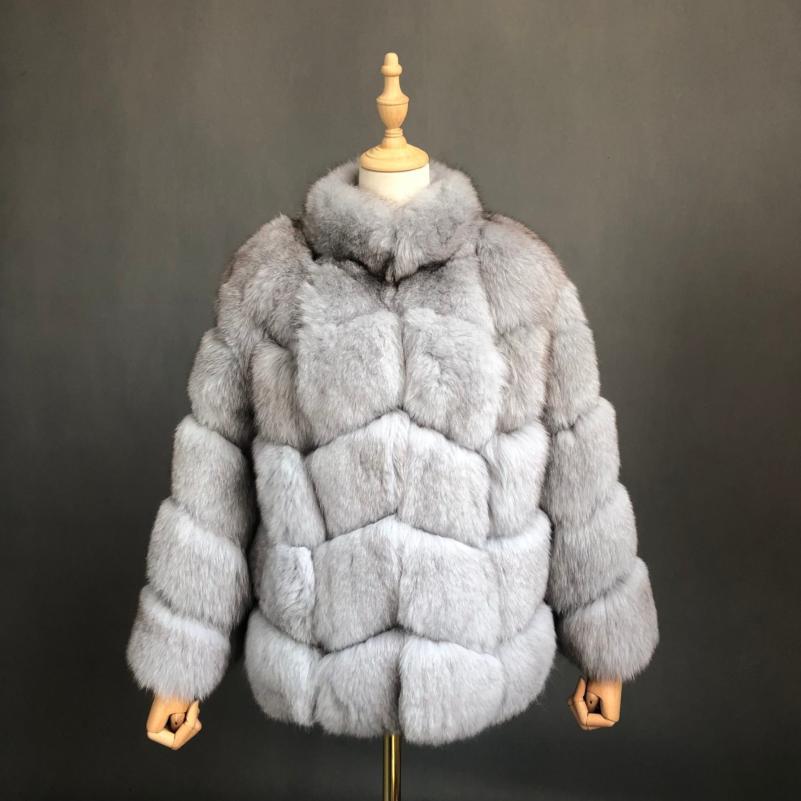 Winter Luxury Blue Fox Coat Real Fox Fur Women's Fashion Jacket - Janefur