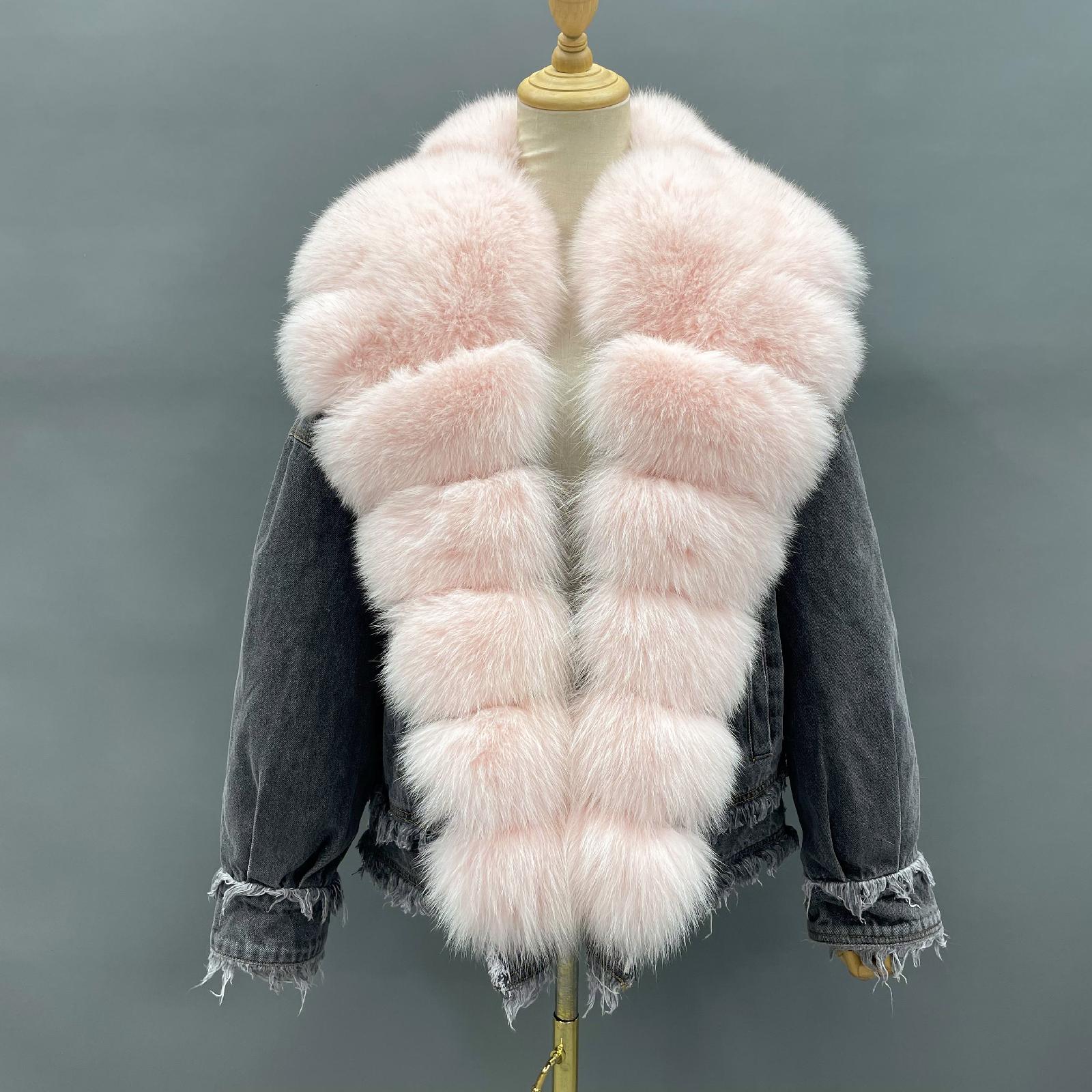 Women's Down Jacket With Real Large Fox Fur Collar Luxurious Coat For Winter Fluffy Jacket - Janefur