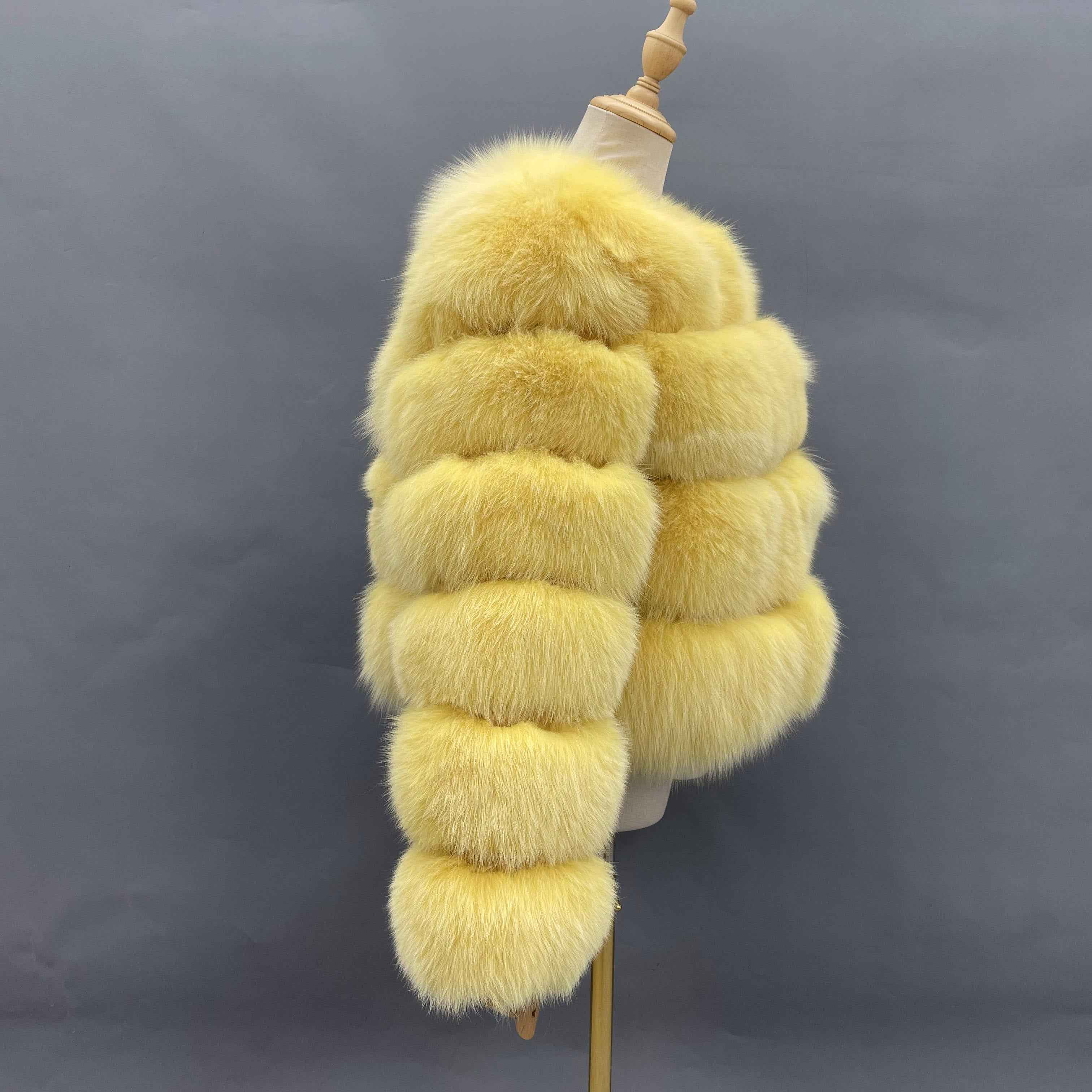 New Arrival Luxury Fox Fur Coat - Round Neck with 6-Panel Sleeves & 4-Panel Body