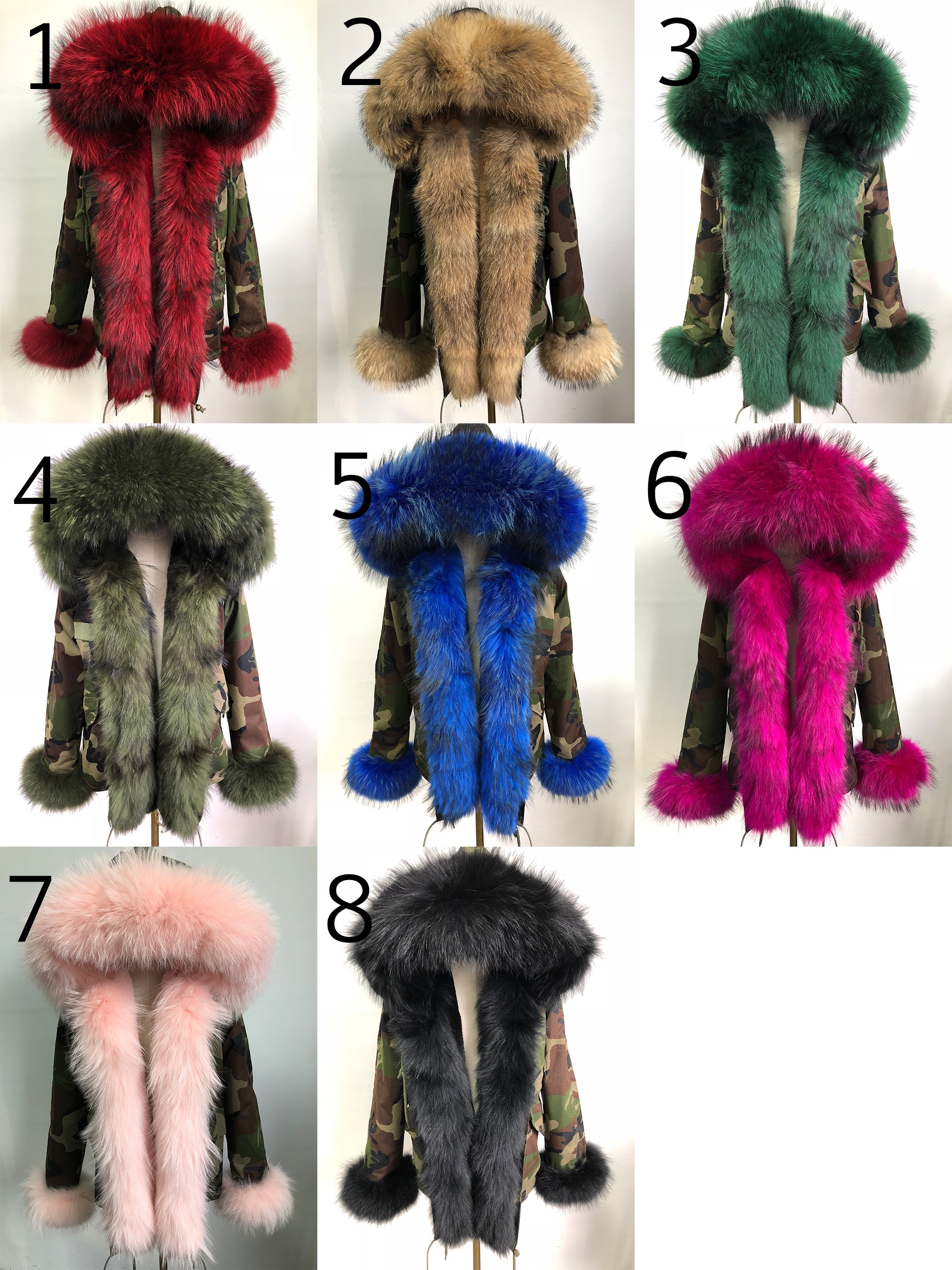 Short Parka with Pink Raccoon Fur Trim – Hooded Winter Coat for Women, Faux Fur Lining & Cuffs, Warm and Stylish Outerwear
