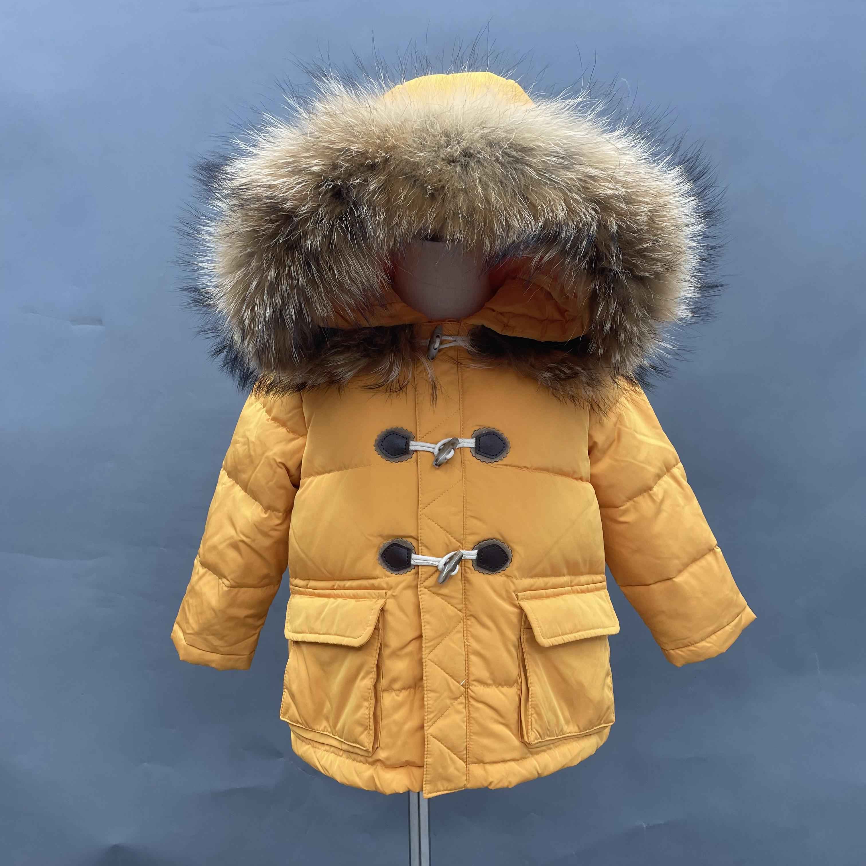Down Raccoon Fur Hood Kid's Coat Winter Kids Mid-length Clothing Jacket
