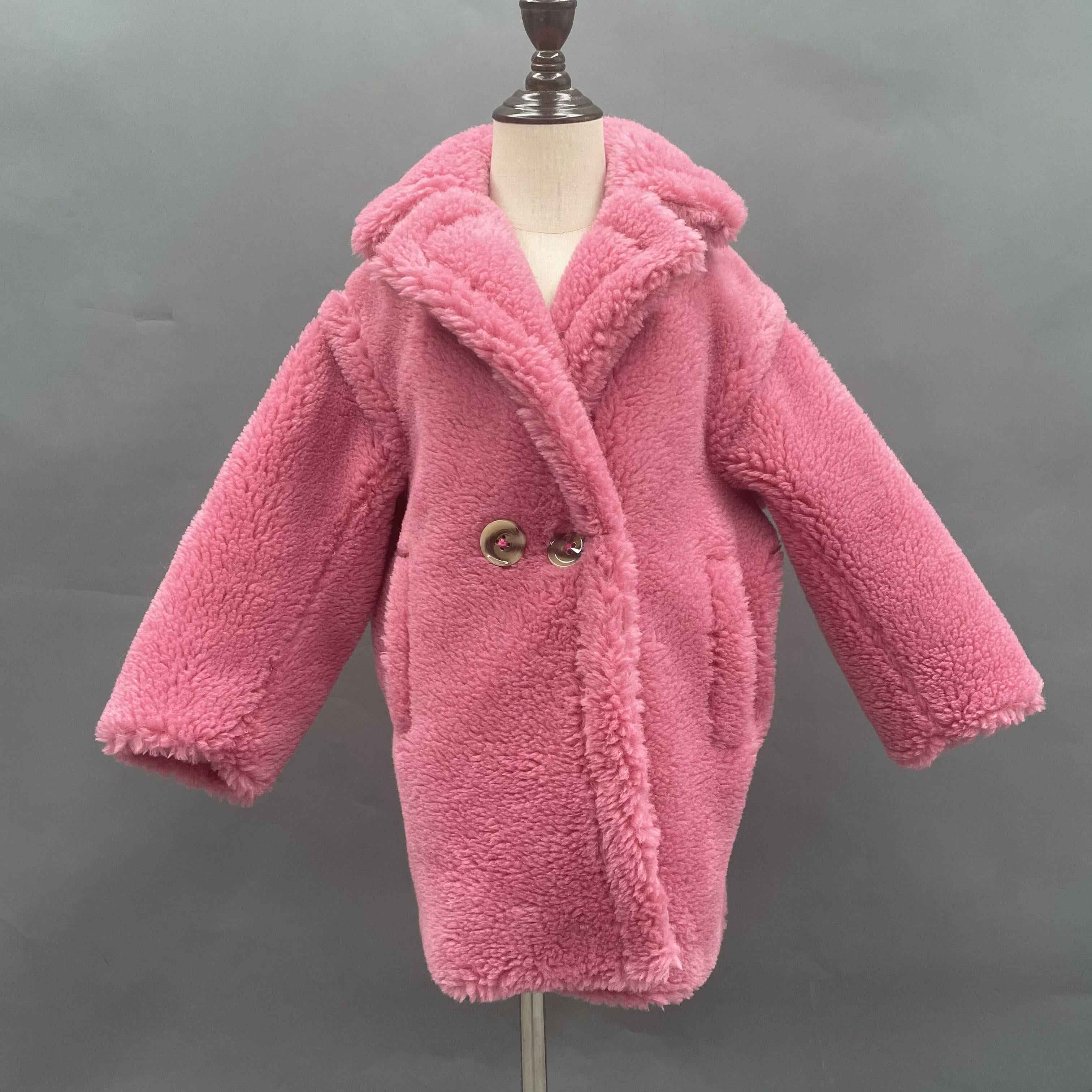 Teddy Bear Shearling Kids Jackets Spring Sheep Fur coat