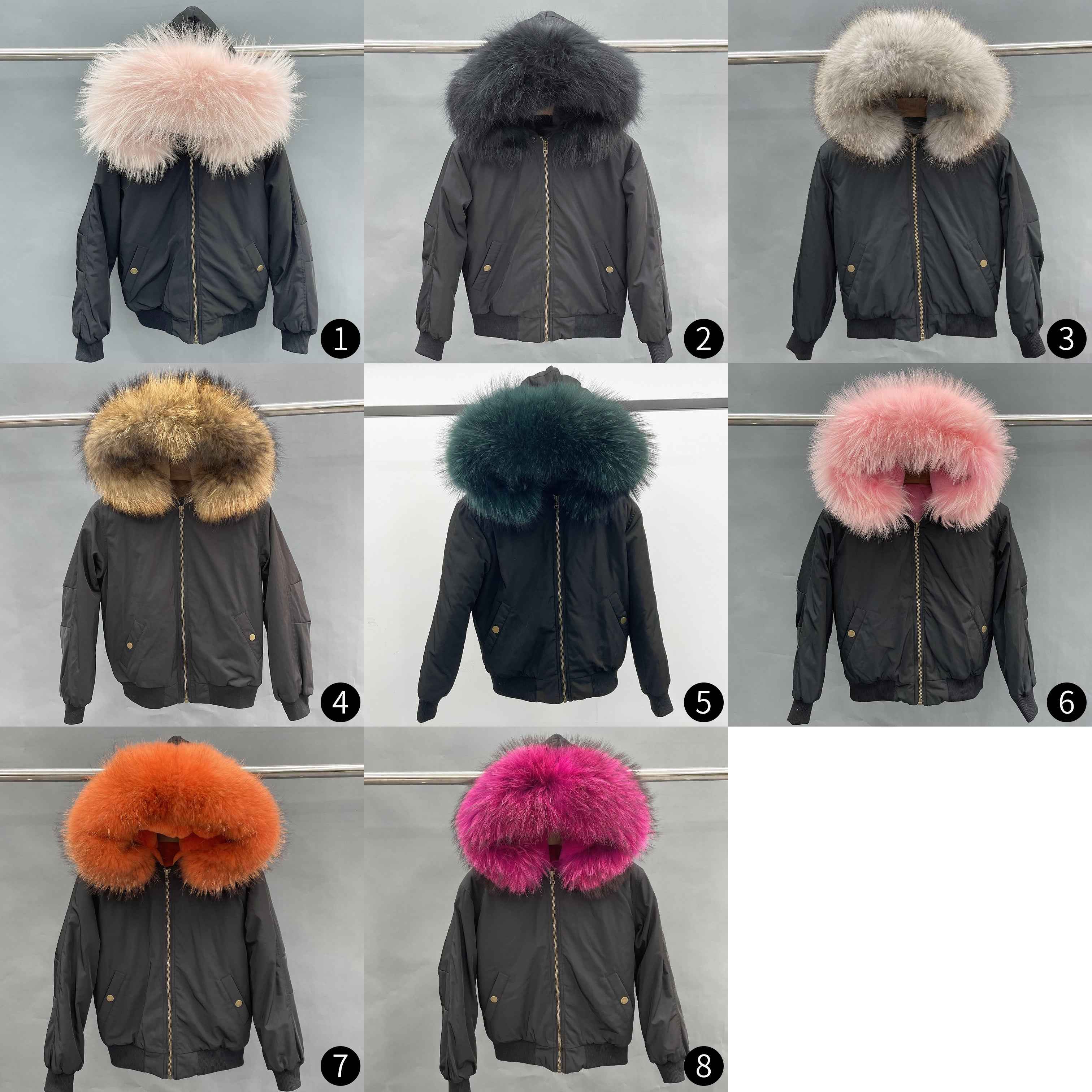 Women's Bomber Jacket with Raccoon Fur Collar – Winter Flight Jacket, Faux Fur Trim Aviator Coat for Cold Weather