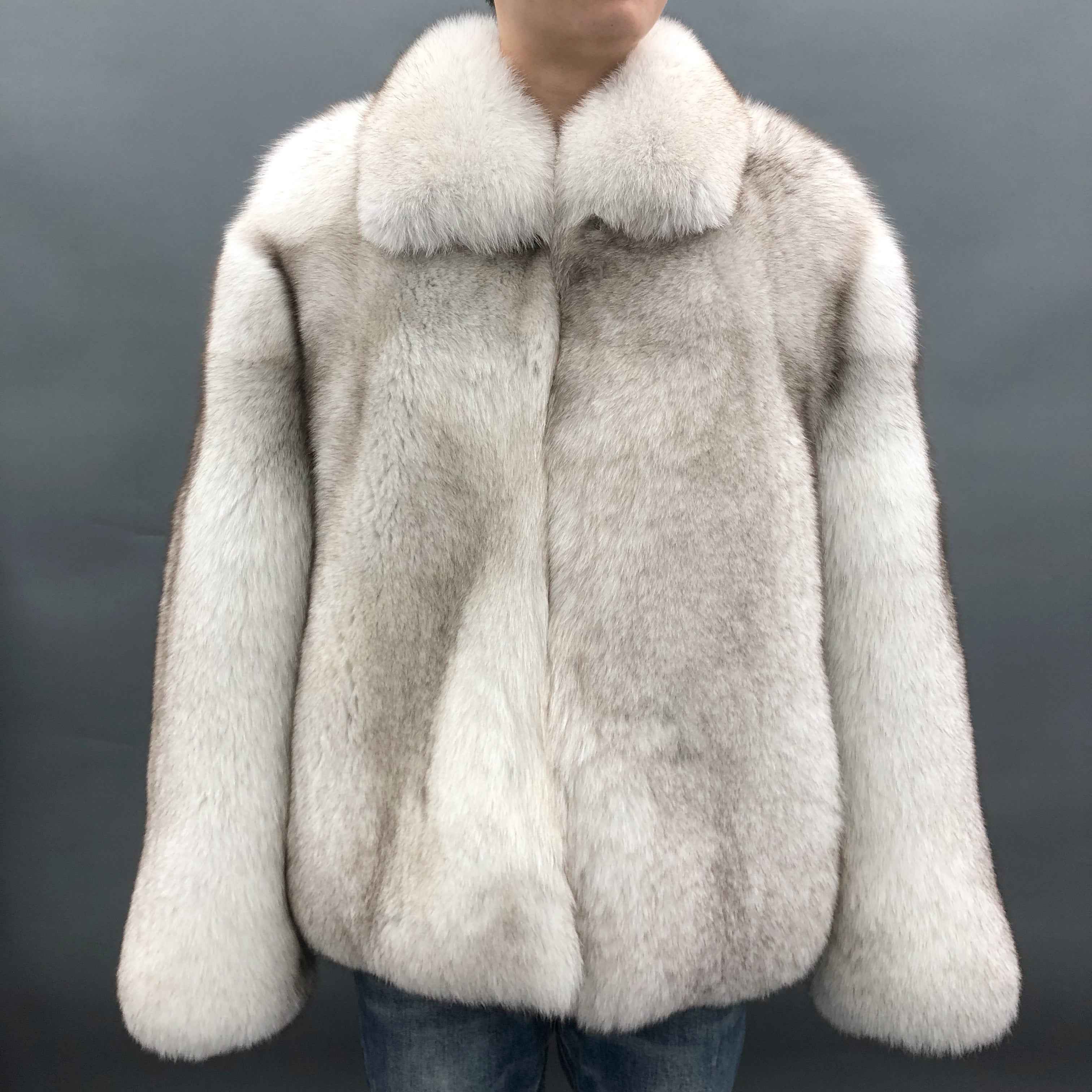 Men's Luxurious Whole Skin Fur Coat with Notched Collar - High-End Winter Outerwear White
