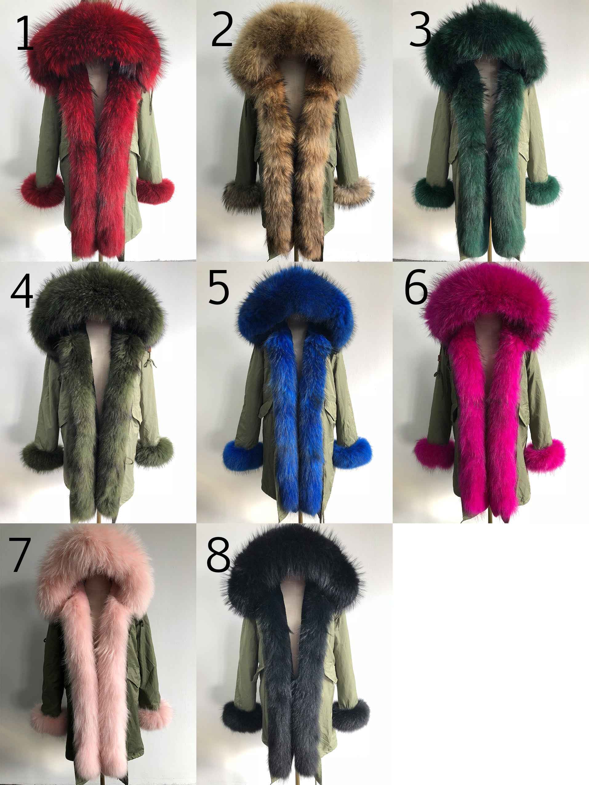 Long Camouflage Parka with Raccoon Fur Trim – Hooded Winter Coat for Women, Full-Length Raccoon Fur Collar & Cuffs, Warm and Luxurious Outerwear