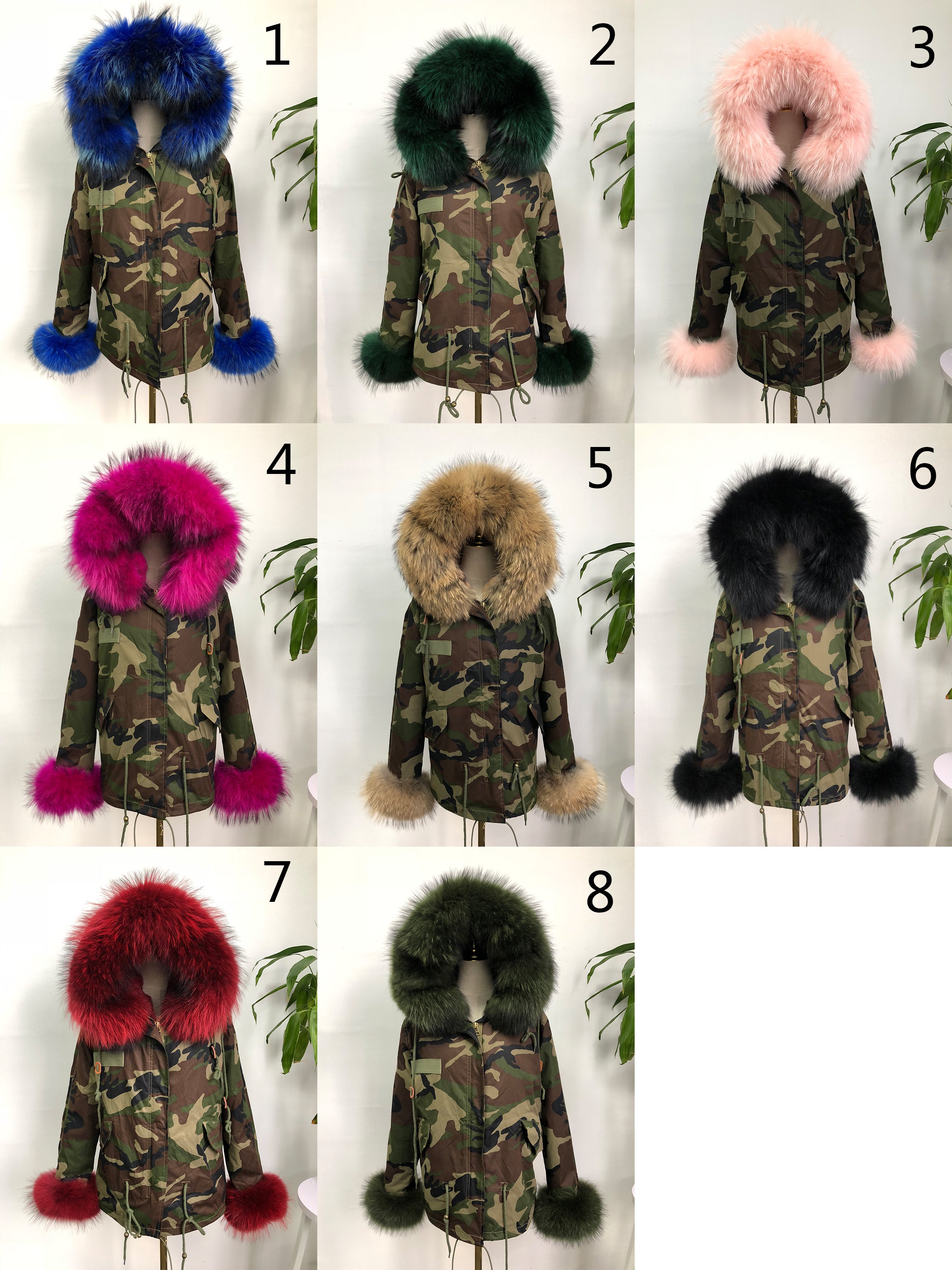 Short Faux Fur Parka – Winter Jacket with Fake Fur Collar & Pom Poms, Warm Outdoor Coat for Cold Weather