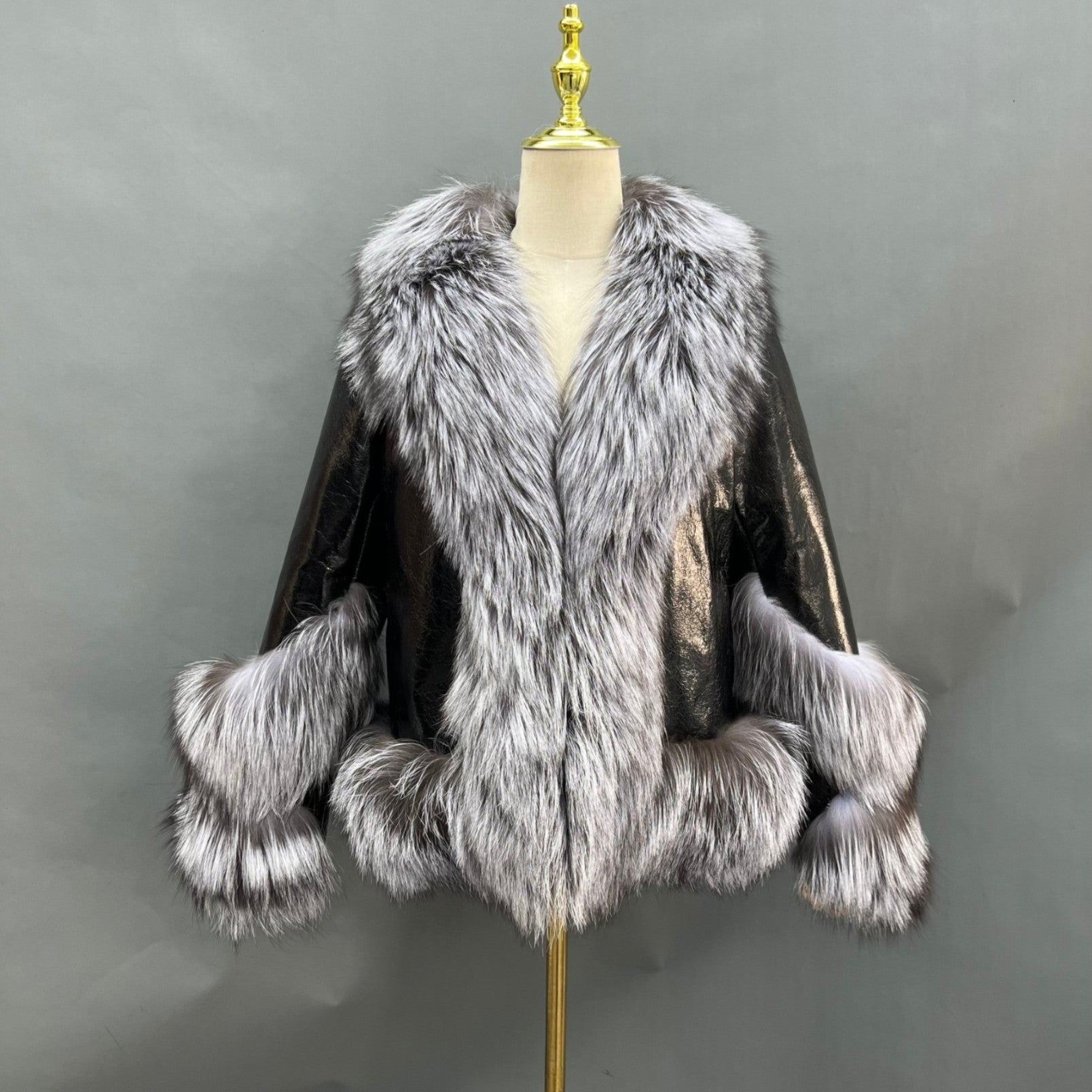Women's shiny raccoon fur lapel down liner coat - Janefur