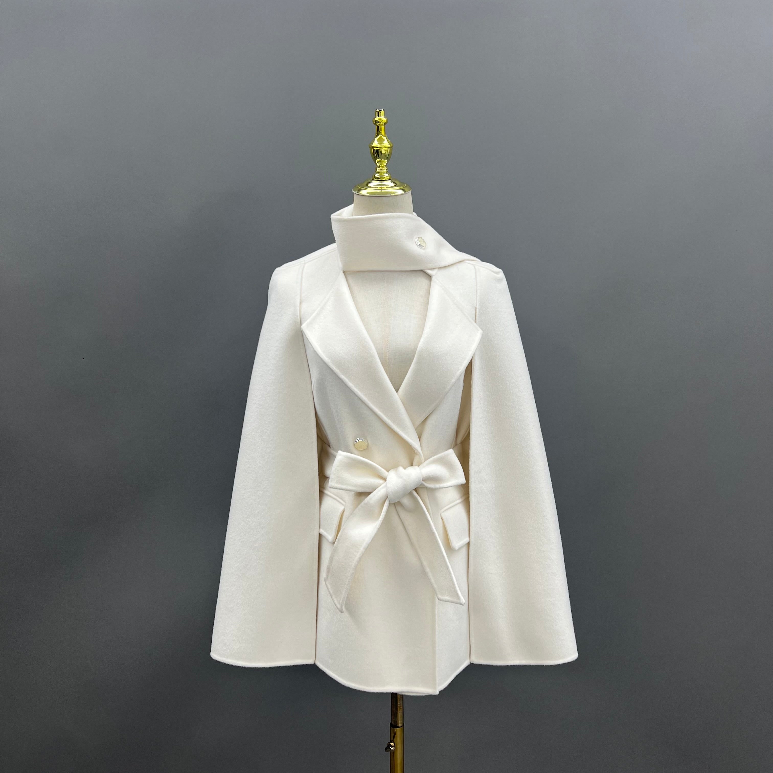 Collar decoration suit collar cashmere wool coat - Janefur