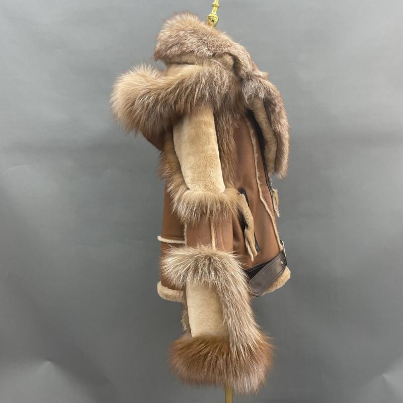 Men's Popular Motorcycle Style Fur Coat With Detachable Collar - Janefur