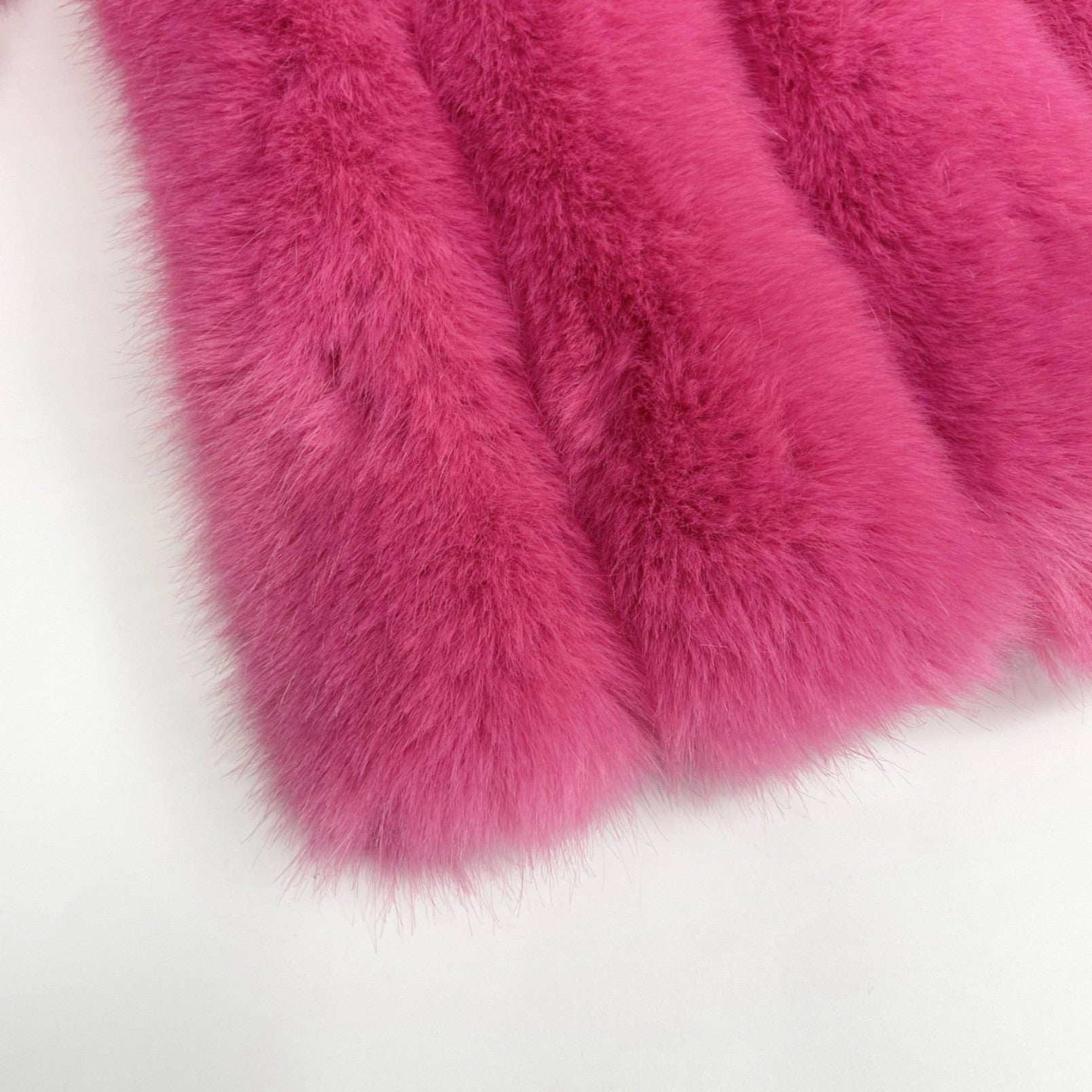 New Women's Vertical Stripe Long Faux Fox Fur Coat Eco Fur Coat - Janefur