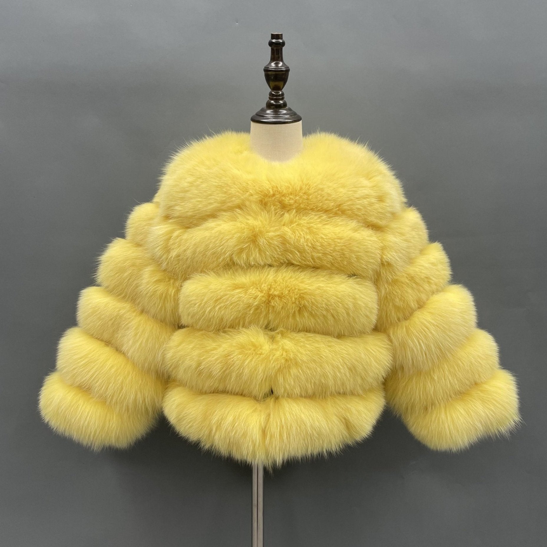 New Children's Winter Five Section Fox Fur Coat Windproof and Warm Parent-Child Model Coat - Janefur