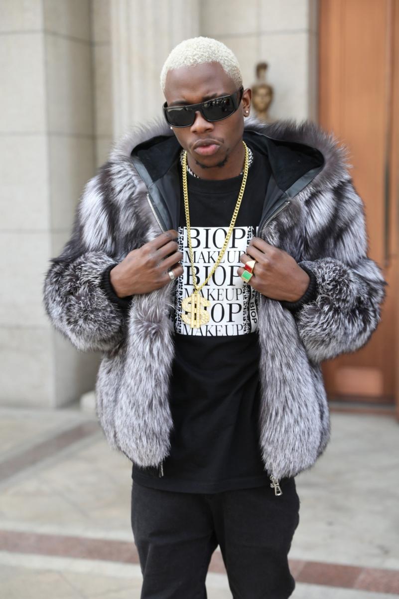 Coat With Ribbed Hem and Cuffs Hooded Made Of Fox Fur - Janefur