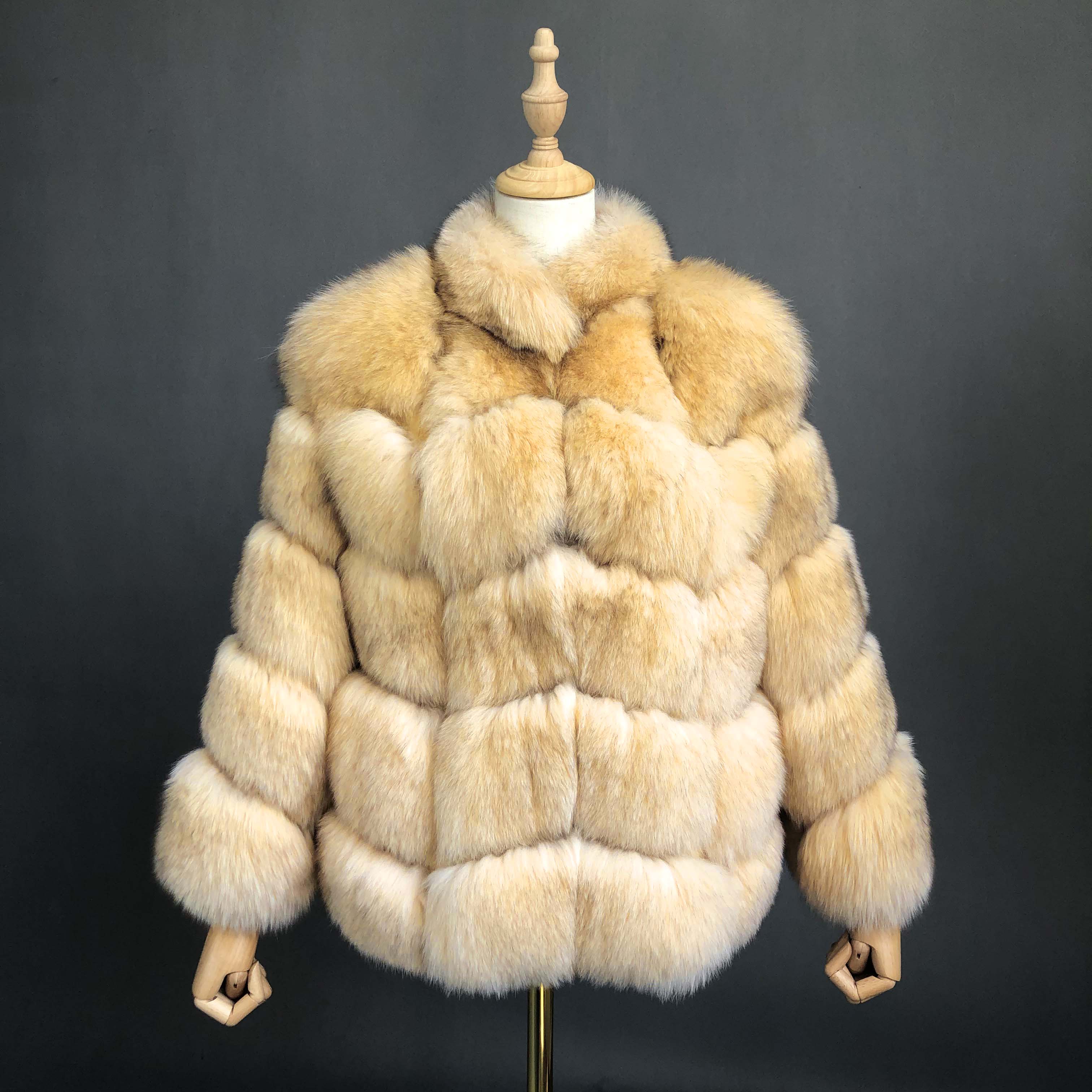 Winter Luxury Blue Fox Coat Real Fox Fur Women's Fashion Jacket - Janefur