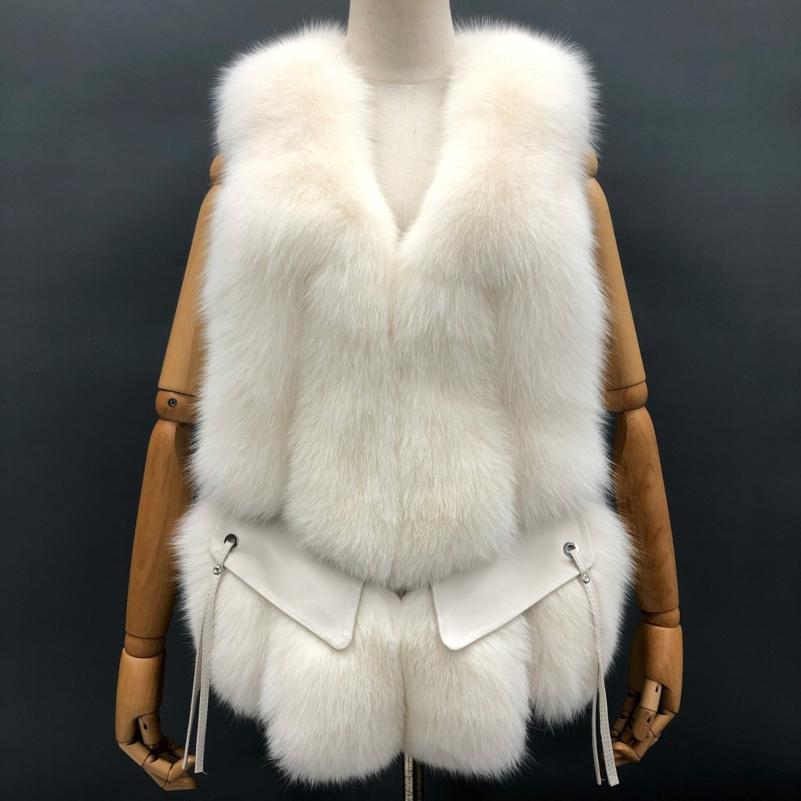 Fashion Women's Short Style Big Pocket Fox Fur Vest - Janefur