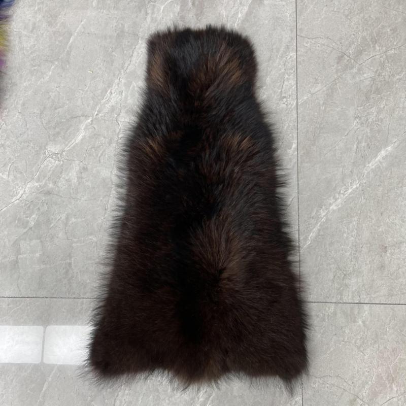 Women's Winter Long Real Raccoon Fur Coat Sleeveless Vest - Janefur