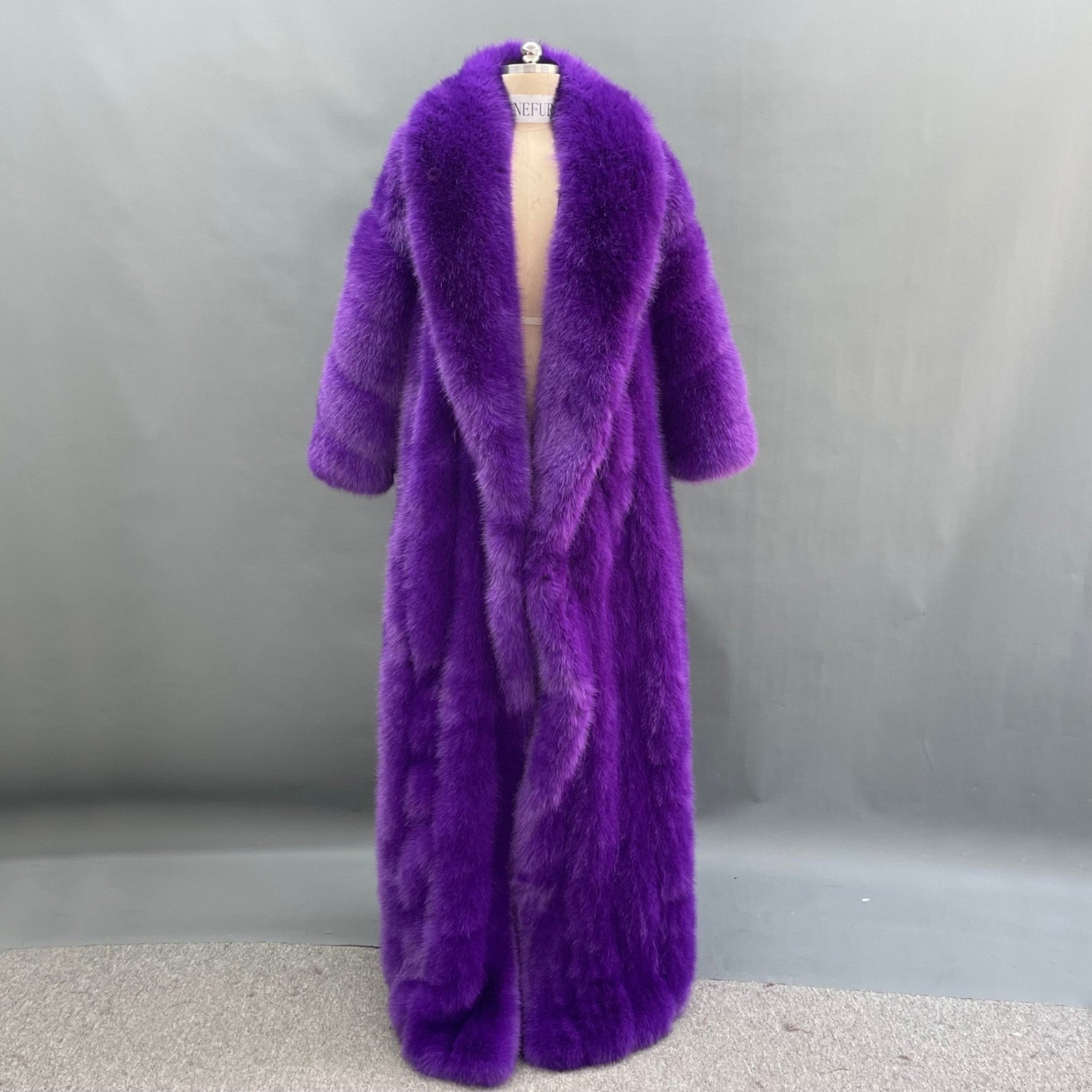 Women's Fox Eco Fur Faux Fur Extra Long Coat - Janefur
