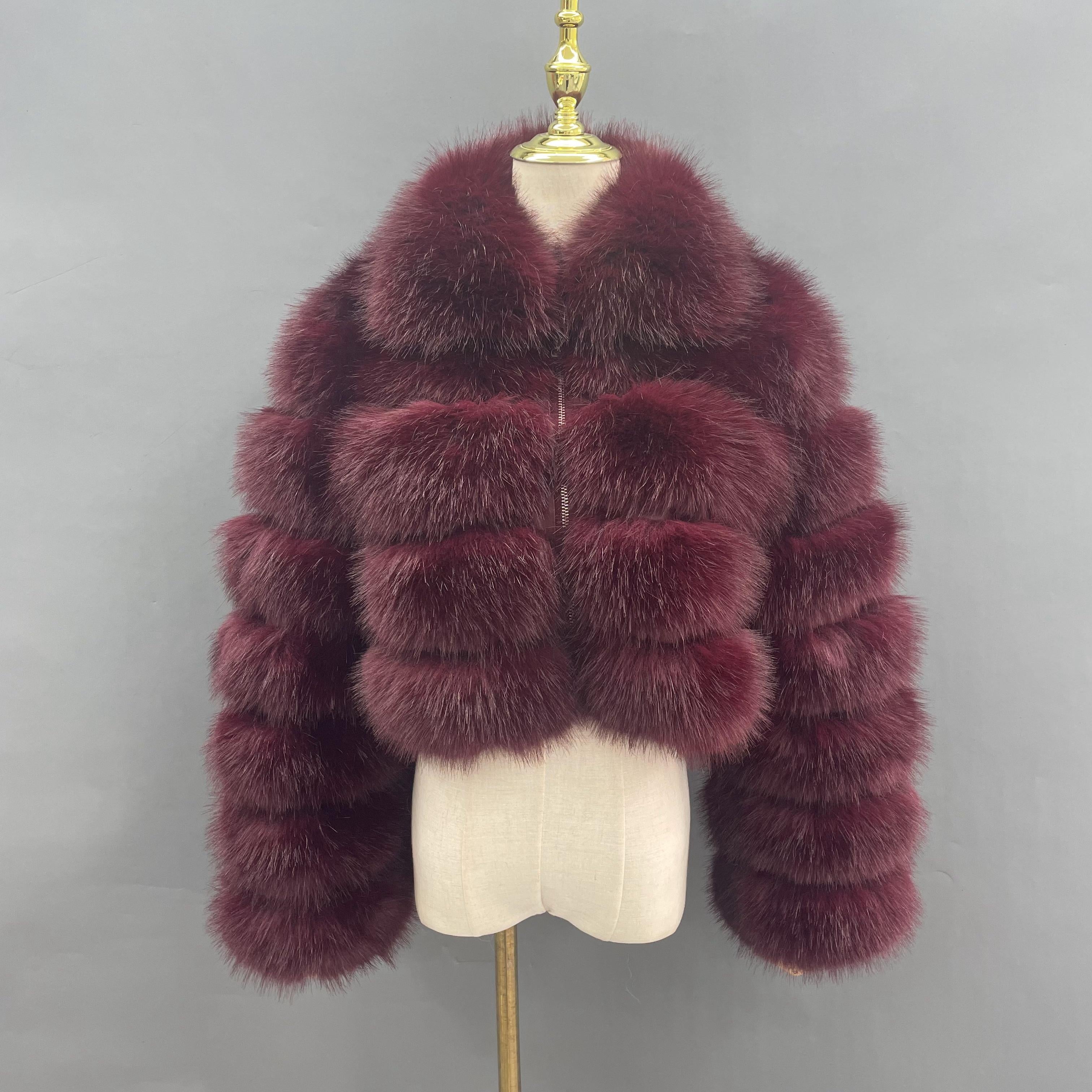 Eco-friendly Fur Women's Short Zipper Fake Fur Jacket Trendy Coat - Janefur
