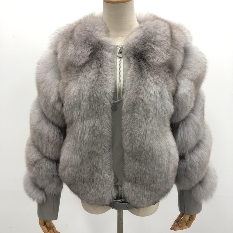Winter Fox Fur Coat High-Quality Button Decorated Women's Coat - Janefur