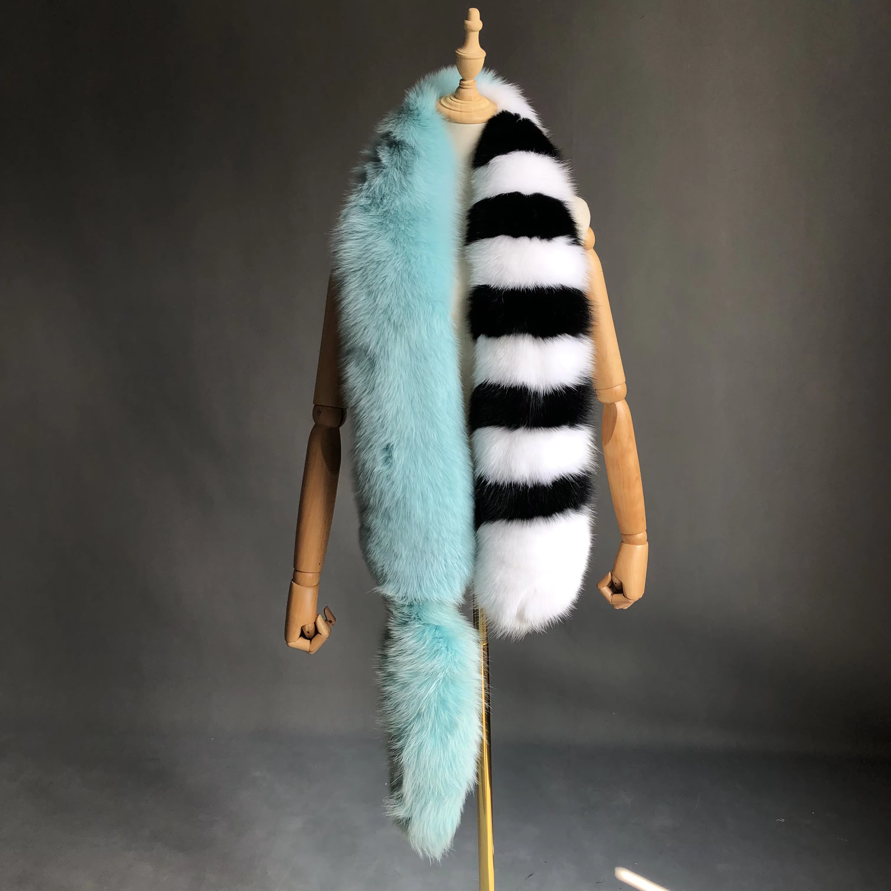 Missjanefur Fashion Symmetrical Fox Tail Fur Scarf