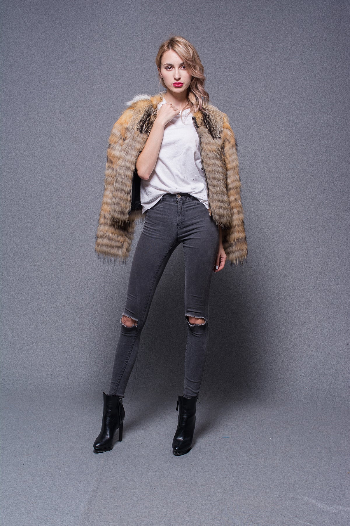 Janefur 2026 Women's Raccoon & Multi-Fox Fur Patchwork Luxury Winter Coat Wholesale #1 Image Color Free Size