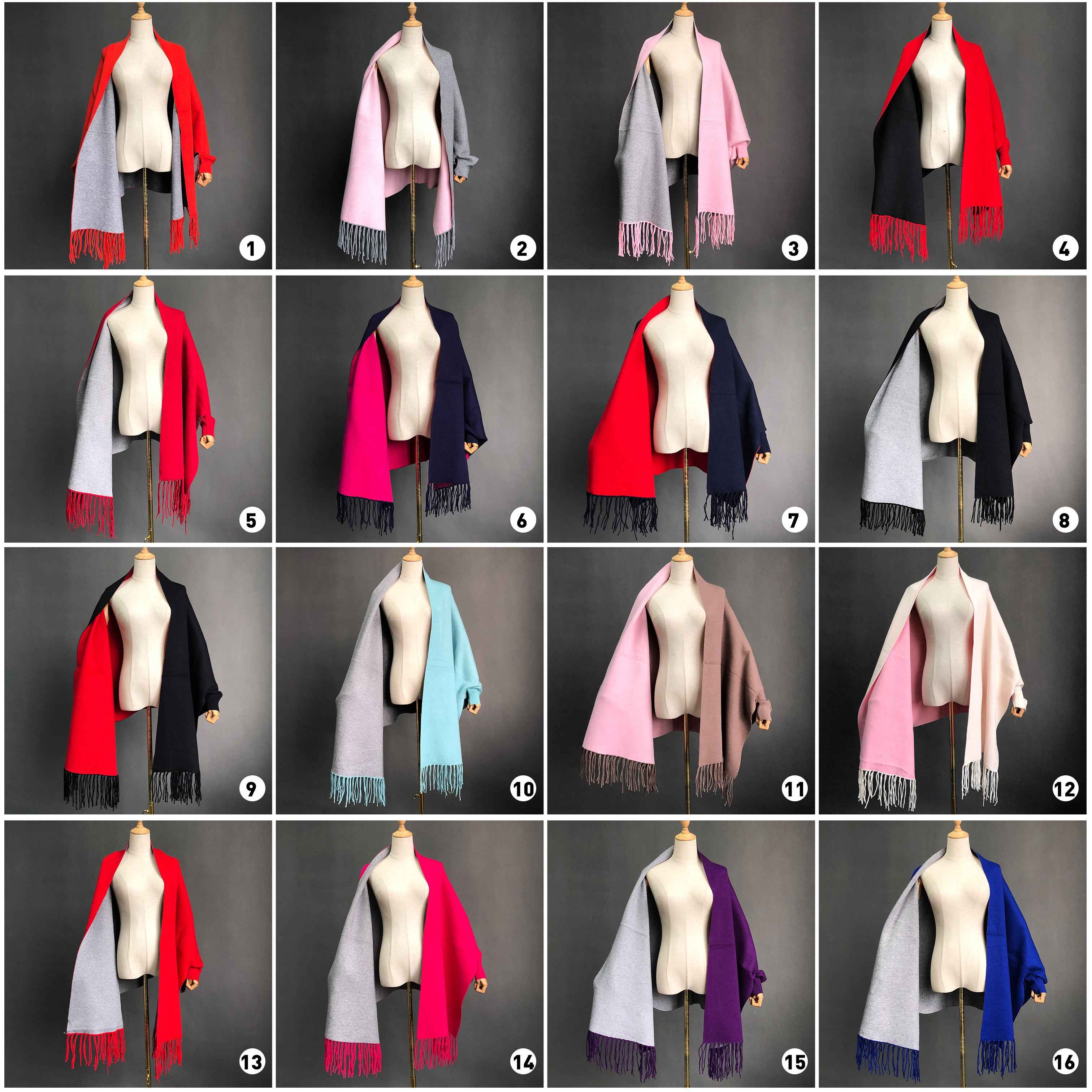 Women's Solid Color Wool Shawl with Fringe Detail - Luxurious Winter Wrap Accessory