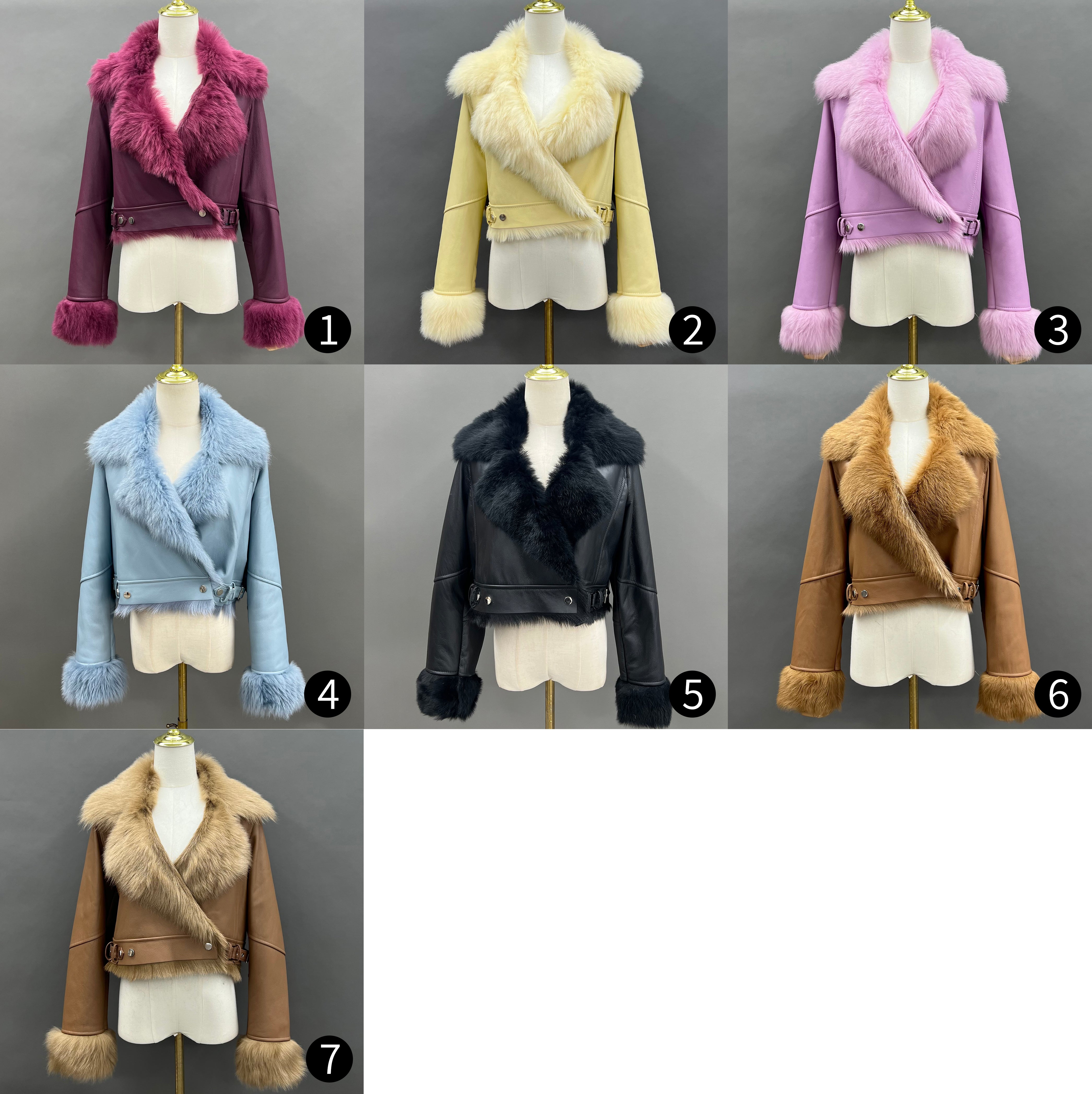 Women’s Tan Shearling Leather Biker Jacket – Fur Collar & Cuff, Asymmetrical Zip Closure, Short Winter Coat for Fashionable Outerwear