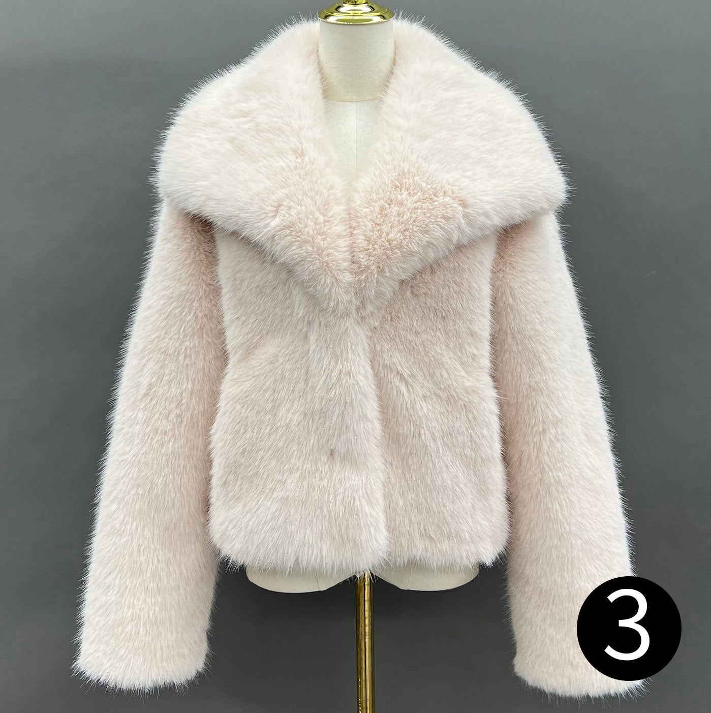 Women’s Burgundy Faux Mink Fur Jacket – Short Collar Coat for Elegant Winter Fashion 3#White