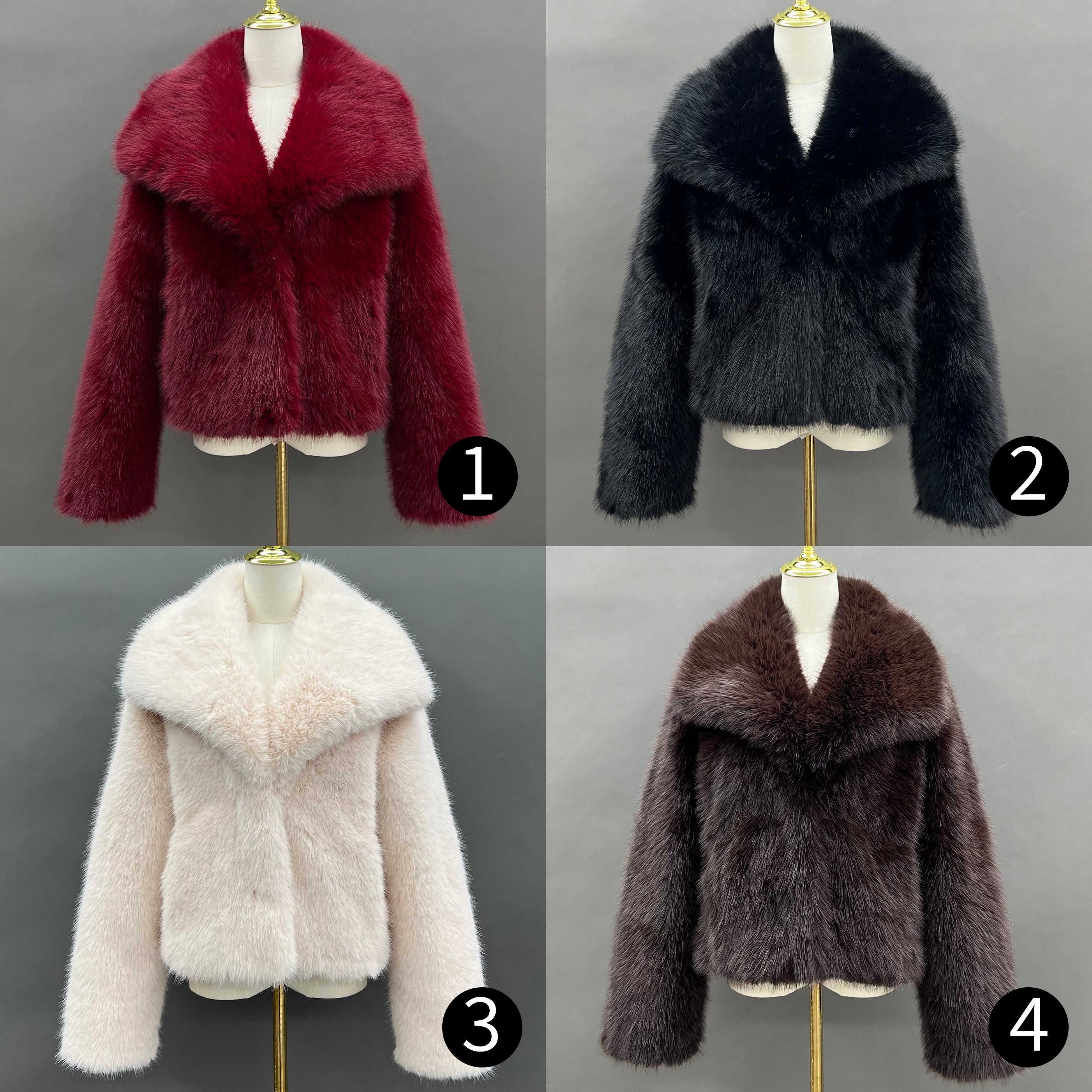 Women’s Burgundy Faux Mink Fur Jacket – Short Collar Coat for Elegant Winter Fashion 4#Brown