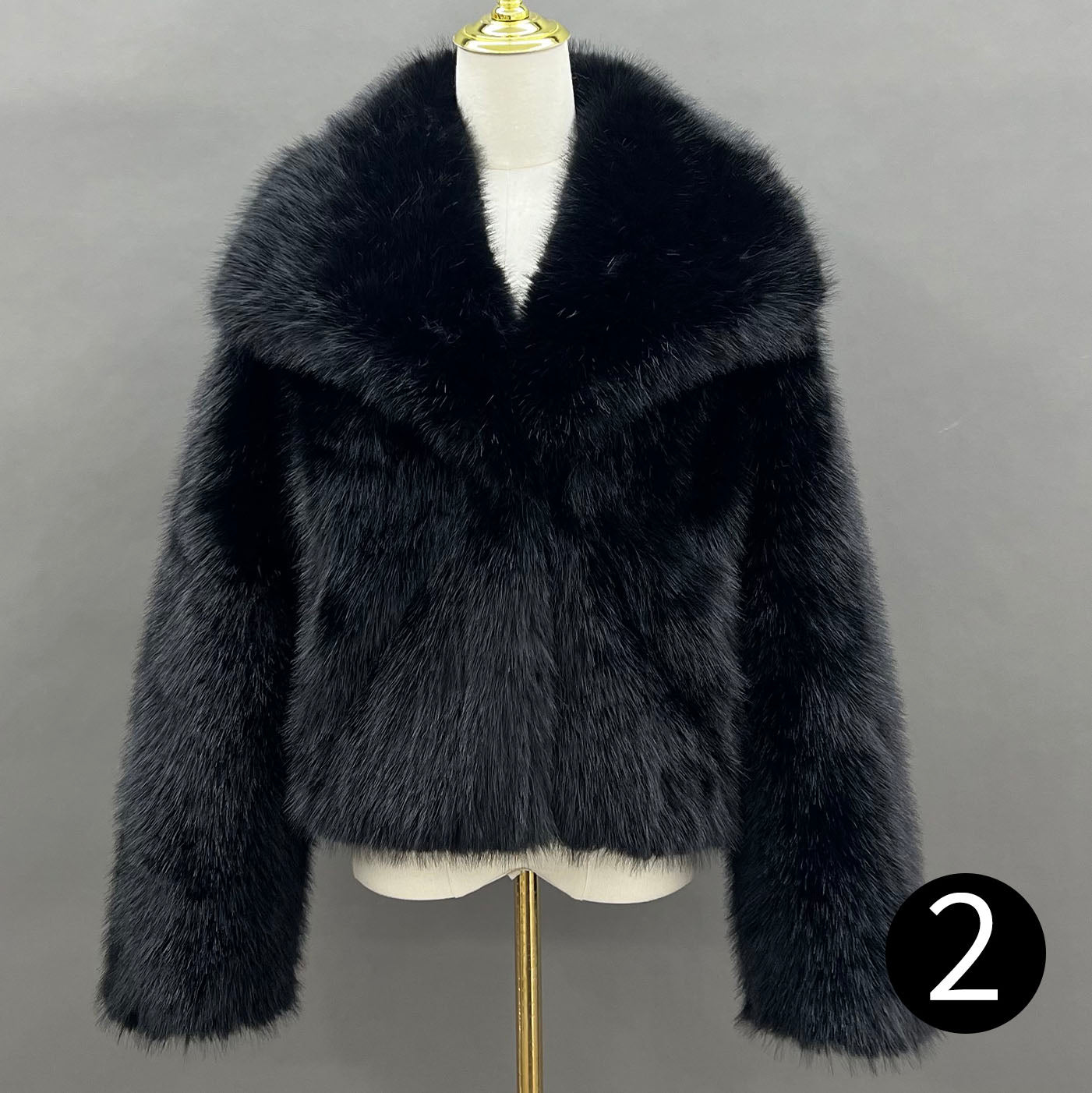 Women’s Burgundy Faux Mink Fur Jacket – Short Collar Coat for Elegant Winter Fashion 2#Black