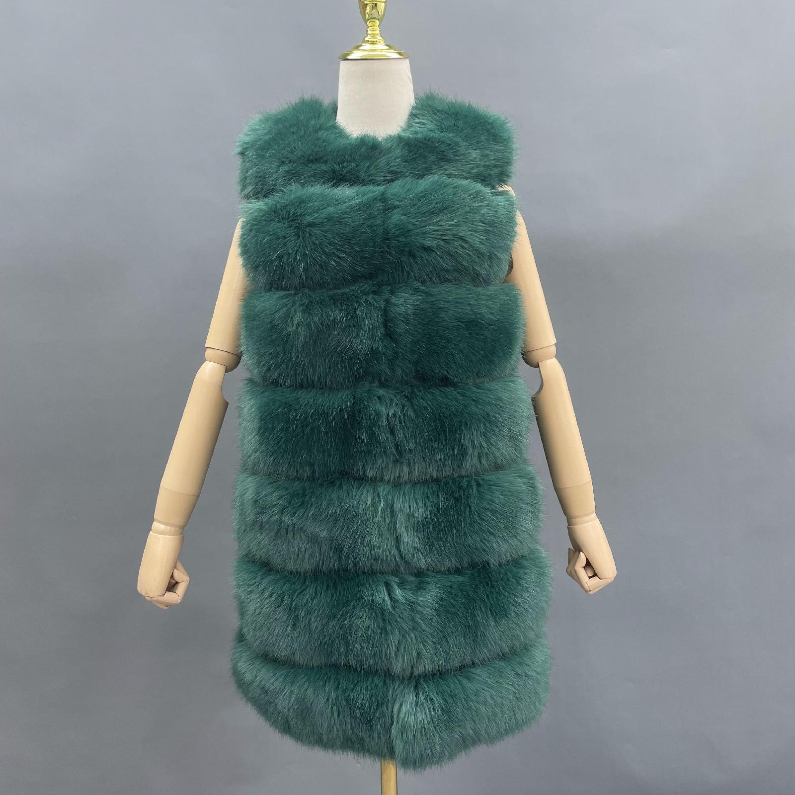 Spring and Autumn New Style Long Faux Fur Vest Eco Fur Vest - Janefur