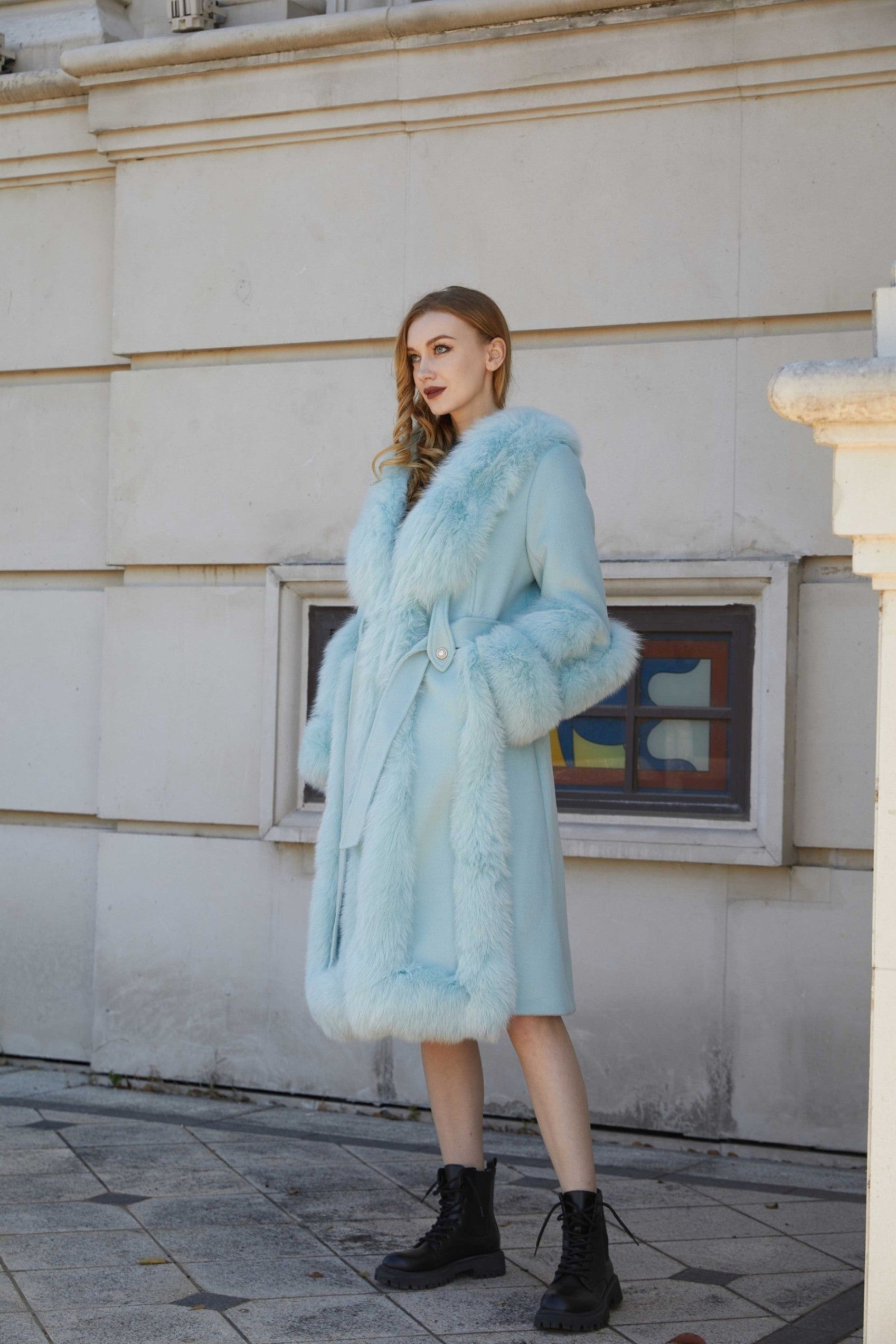 Trendy New Cashmere Spliced Fox Fur Long Down Jacket - Janefur