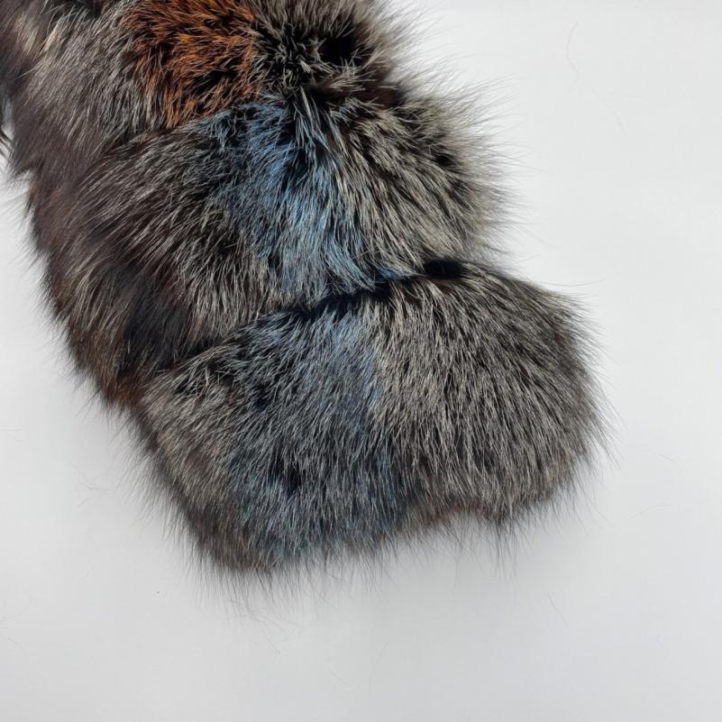 Long Blue Fox Hooded Fox Fur Coat - Janefur