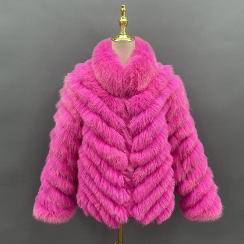 Detachable Collar Two-sided Real Fox Fur Winter Women's Short Coat - Janefur