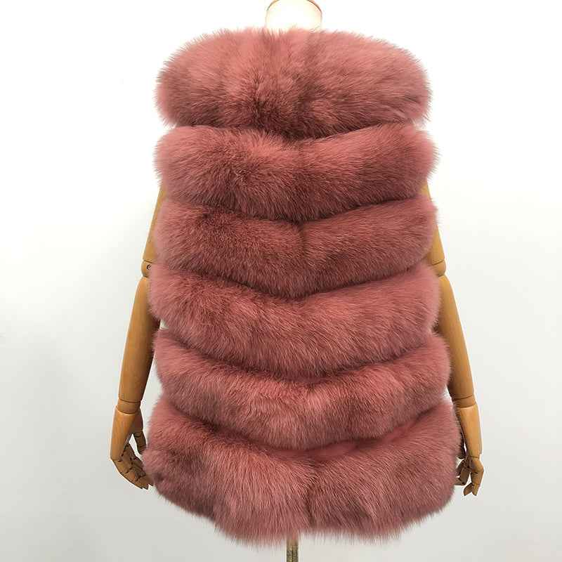 Fashion Women's Comfortable Fluffy Fox Fur Vest Solid Color - Janefur