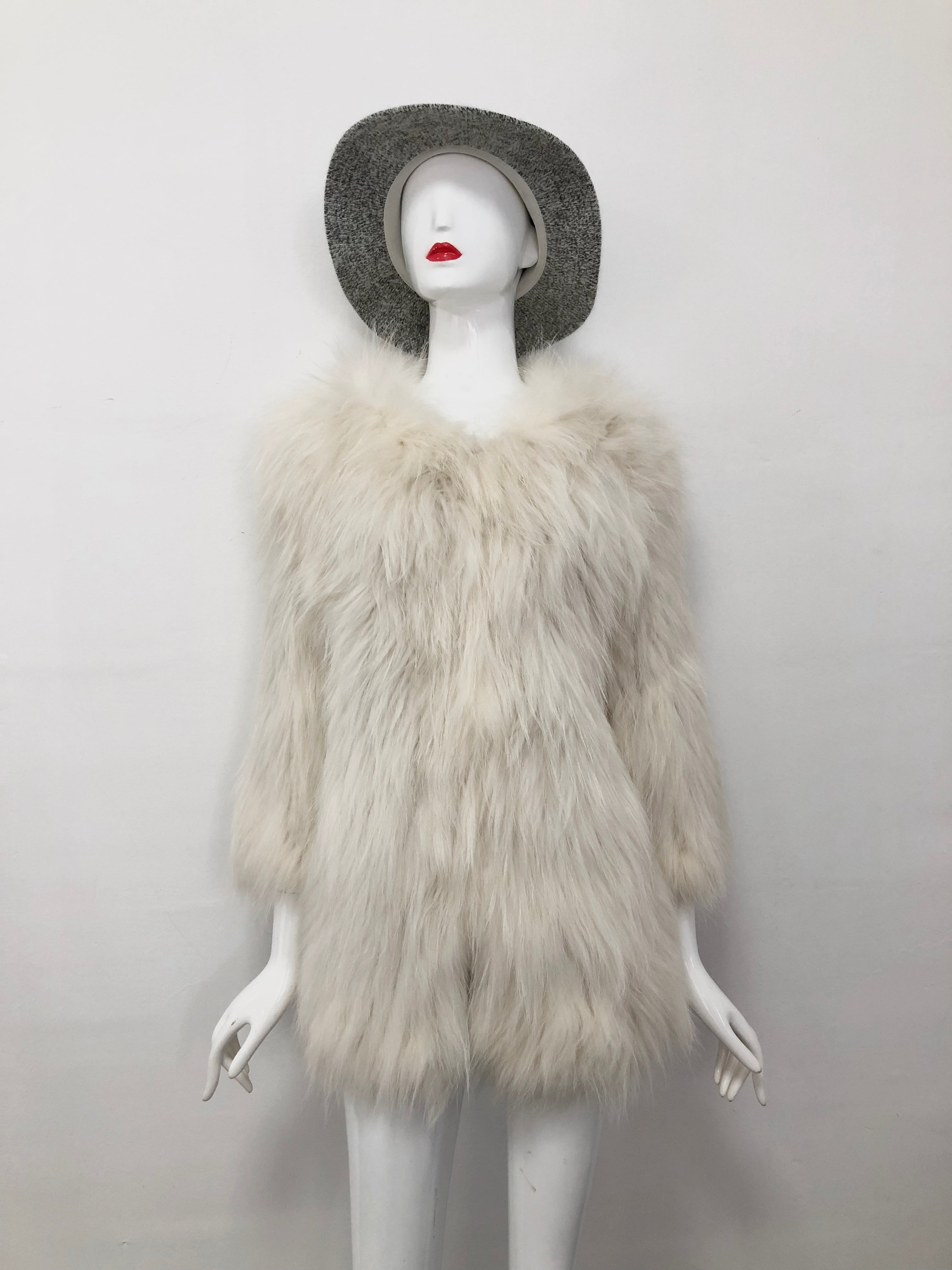 Women's Knitted Raccoon Dog Fur Mid-Length Coat - Luxurious Winter Outerwear