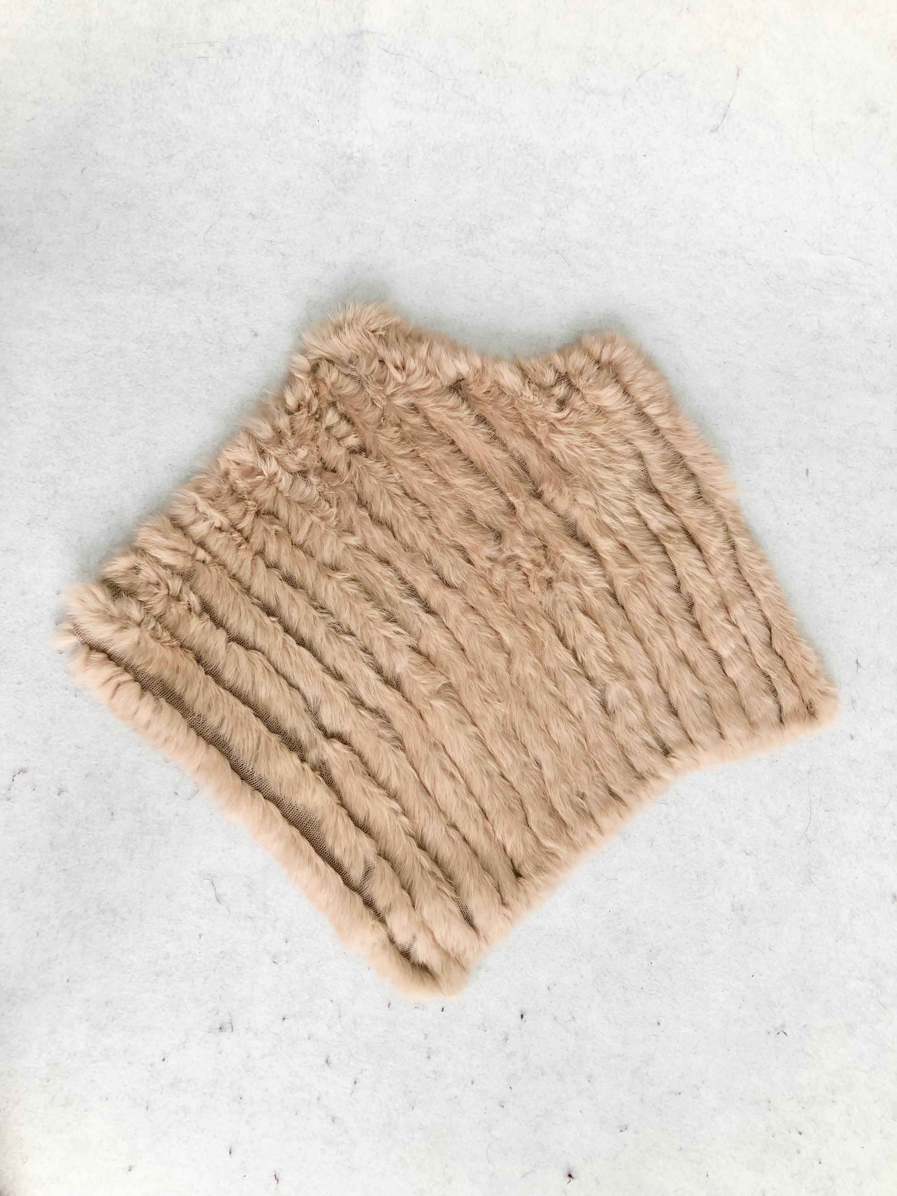 Women's Black & White Rabbit Fur Triangular Shawl - Luxe Winter Accessory