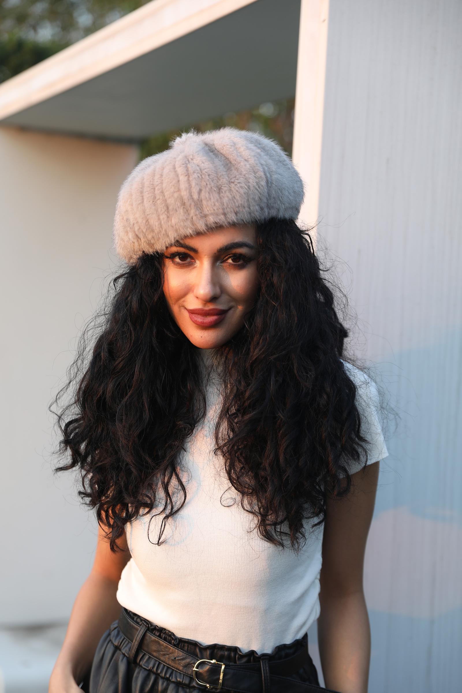 Women's Fashion Eco-Friendly Fur Striped Pumpkin Beret - Janefur