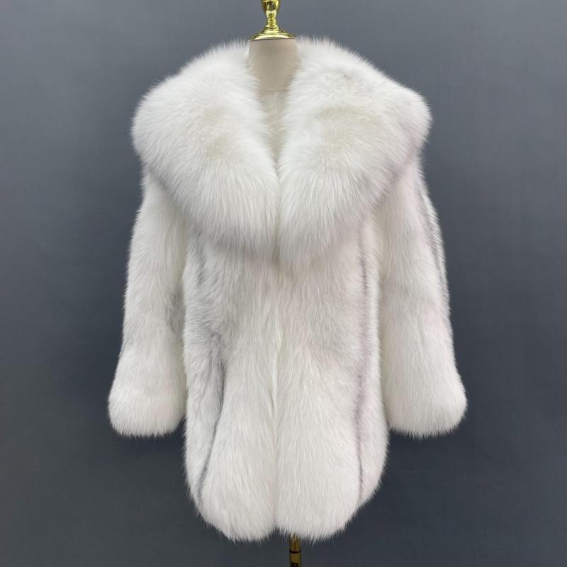 Coat With A Shawl Collar Made Of Whole Golden Island Fox Fur - Janefur
