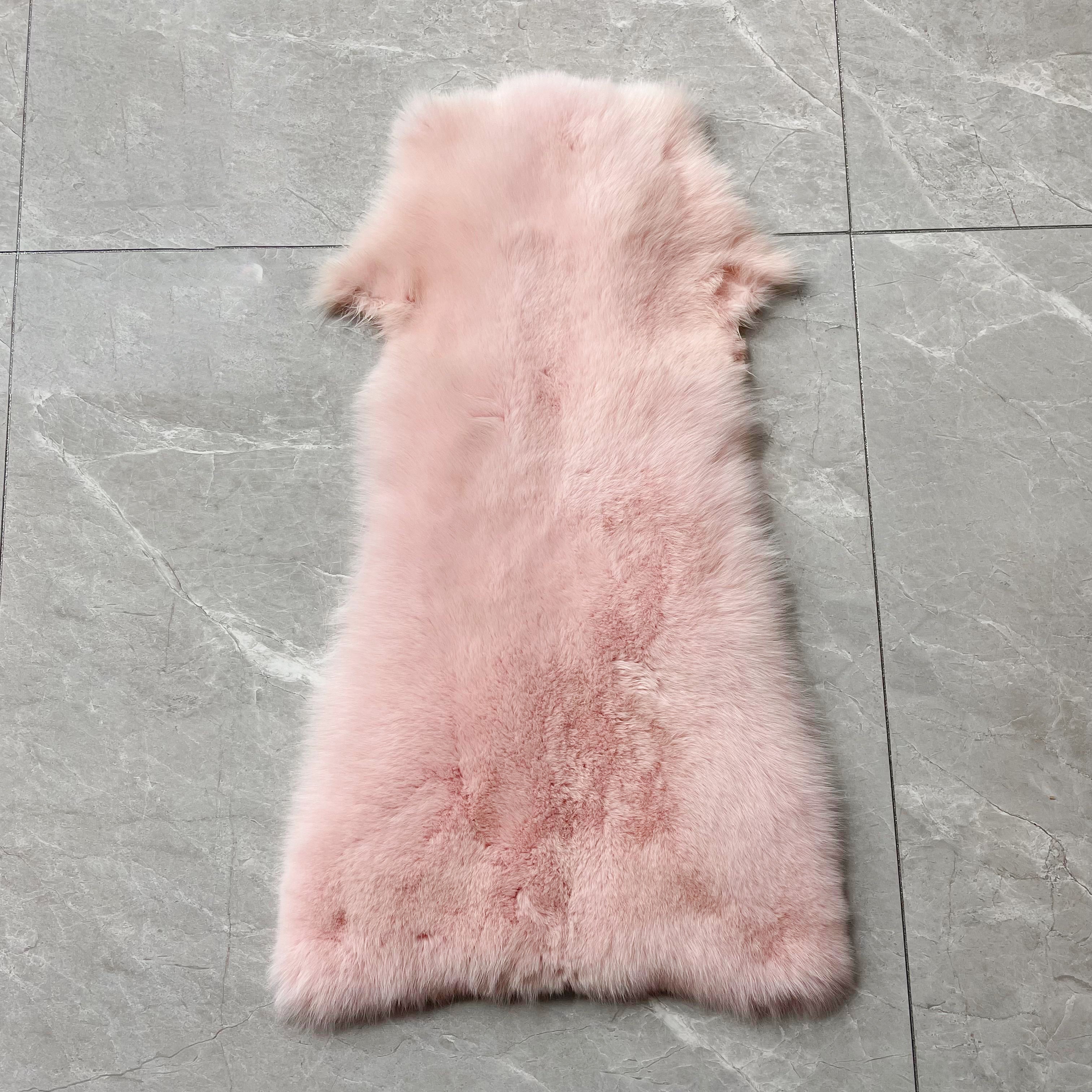 Luxury Blue Fox Fur Jacket with V-Neck and Chevron Stitching – Short Women’s Winter Fur Coat 25#Light Pink